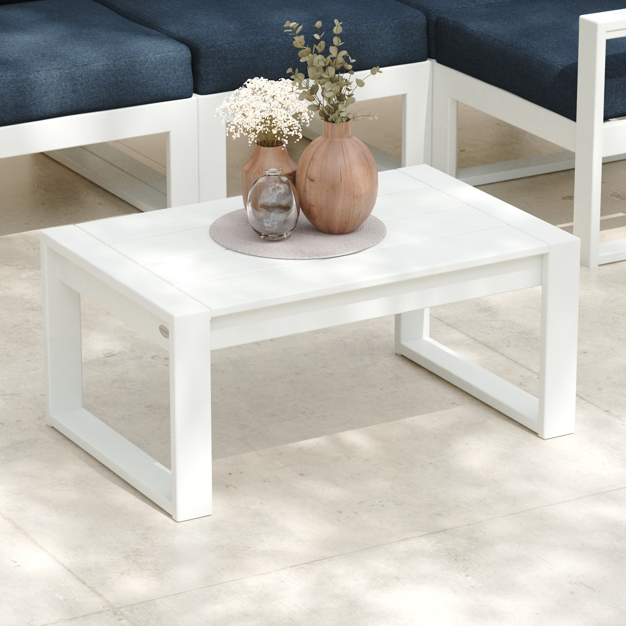 POLYWOOD 4609-WH Edge Square Outdoor Coffee Table 22.36-in W x 34.87-in L