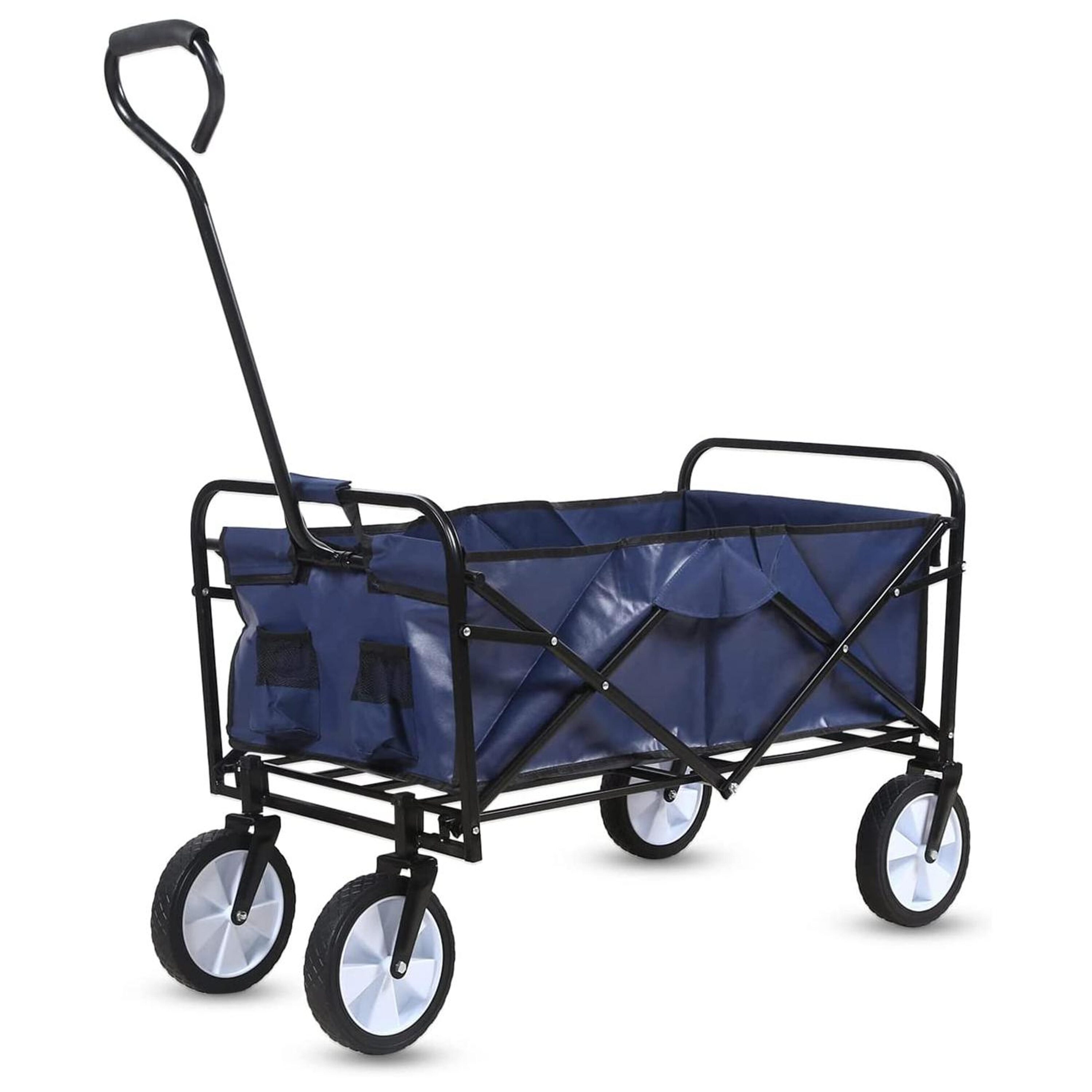 VEVOR Folding Wagon Cart Collapsible Garden Cart w/Canopy 220lbs Big Wheels