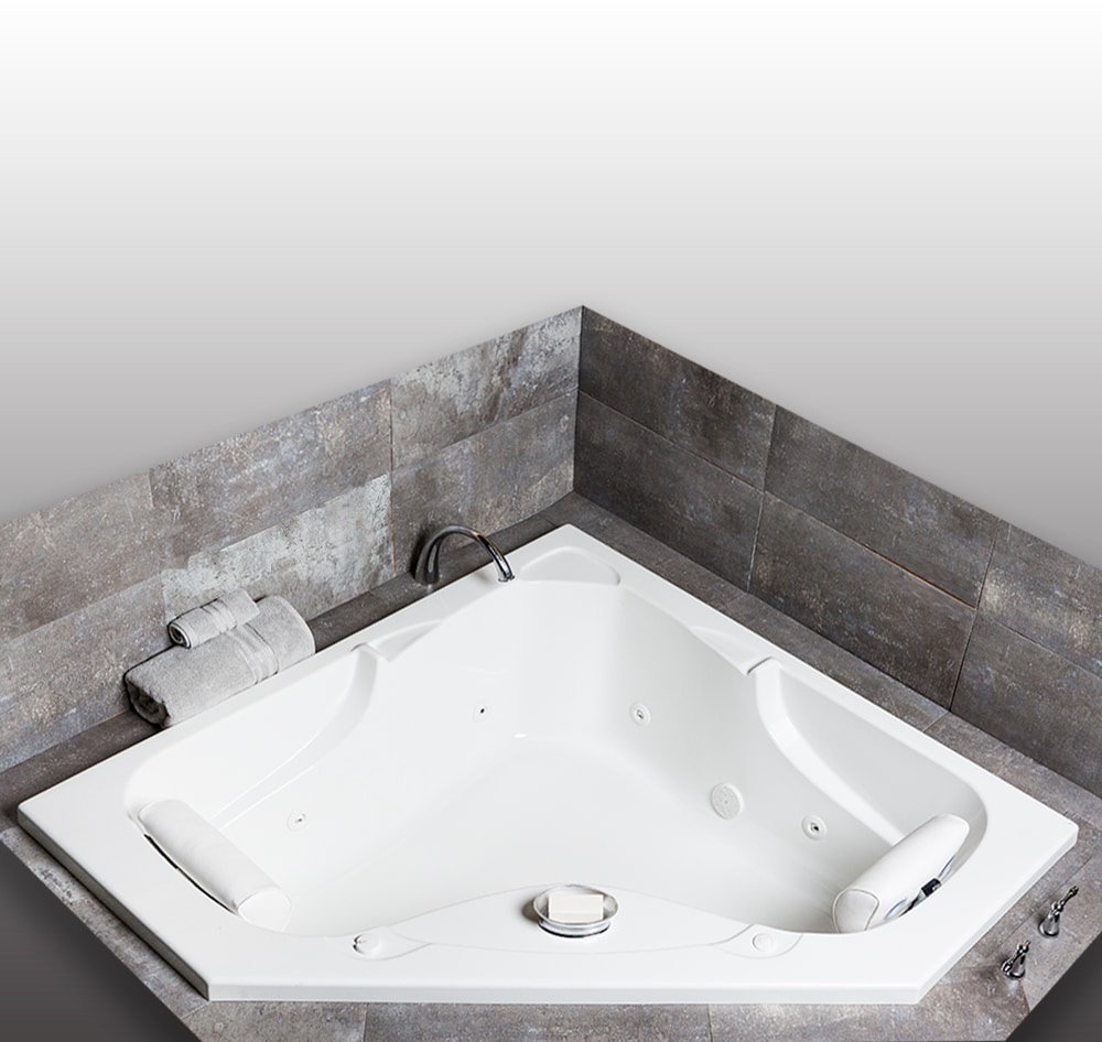 Laurel Mountain 6060MWA064 Markham 59.5-Inches x 59.5-Inches White Acrylic Corner Drop-in Whirlpool and air bath combination tub ( Front center Drain )