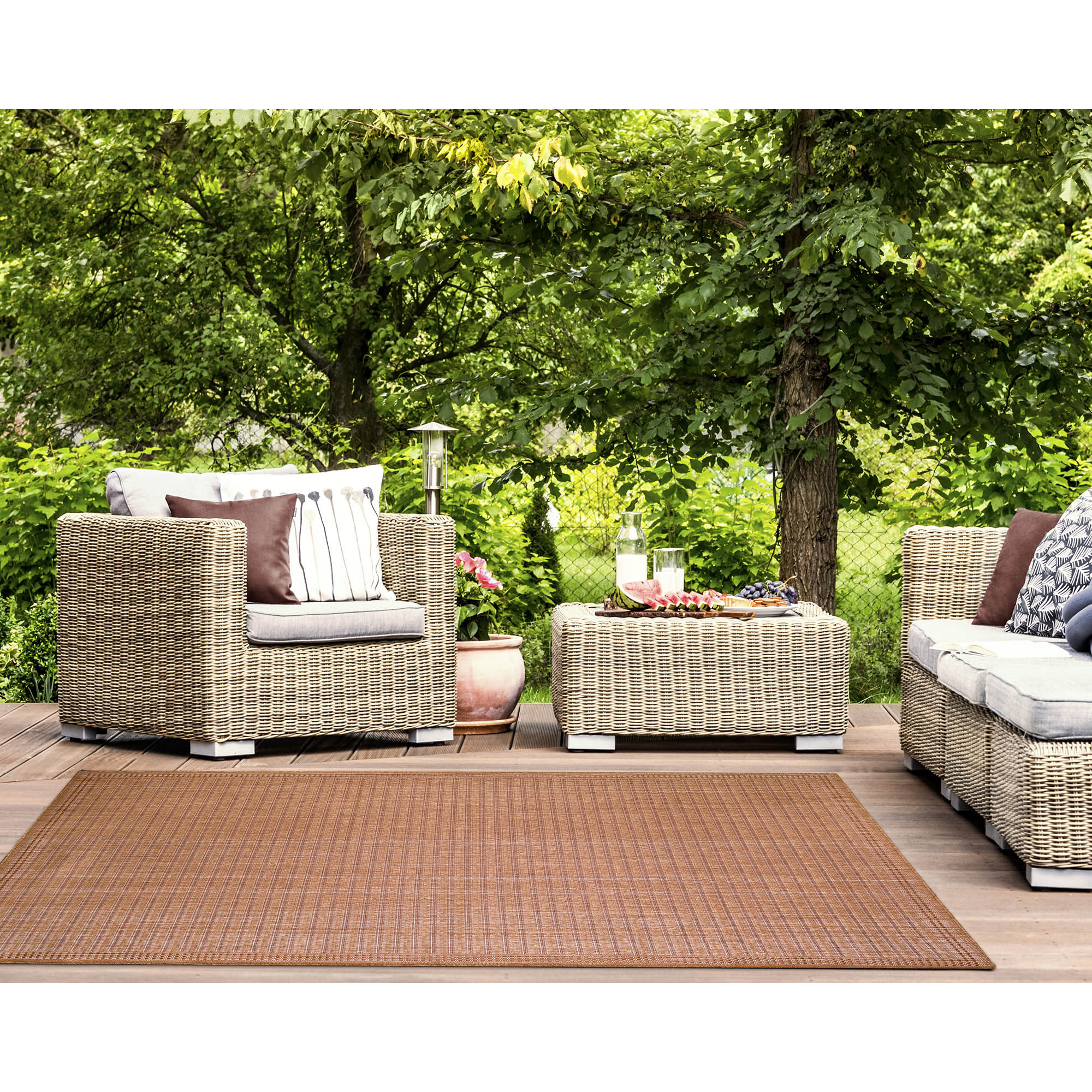 Liora Manne MAU45822512 Malibu 3 x 5 (ft) Loomed Polypropylene Neutral Rectangular Indoor/Outdoor Geometric Area rug