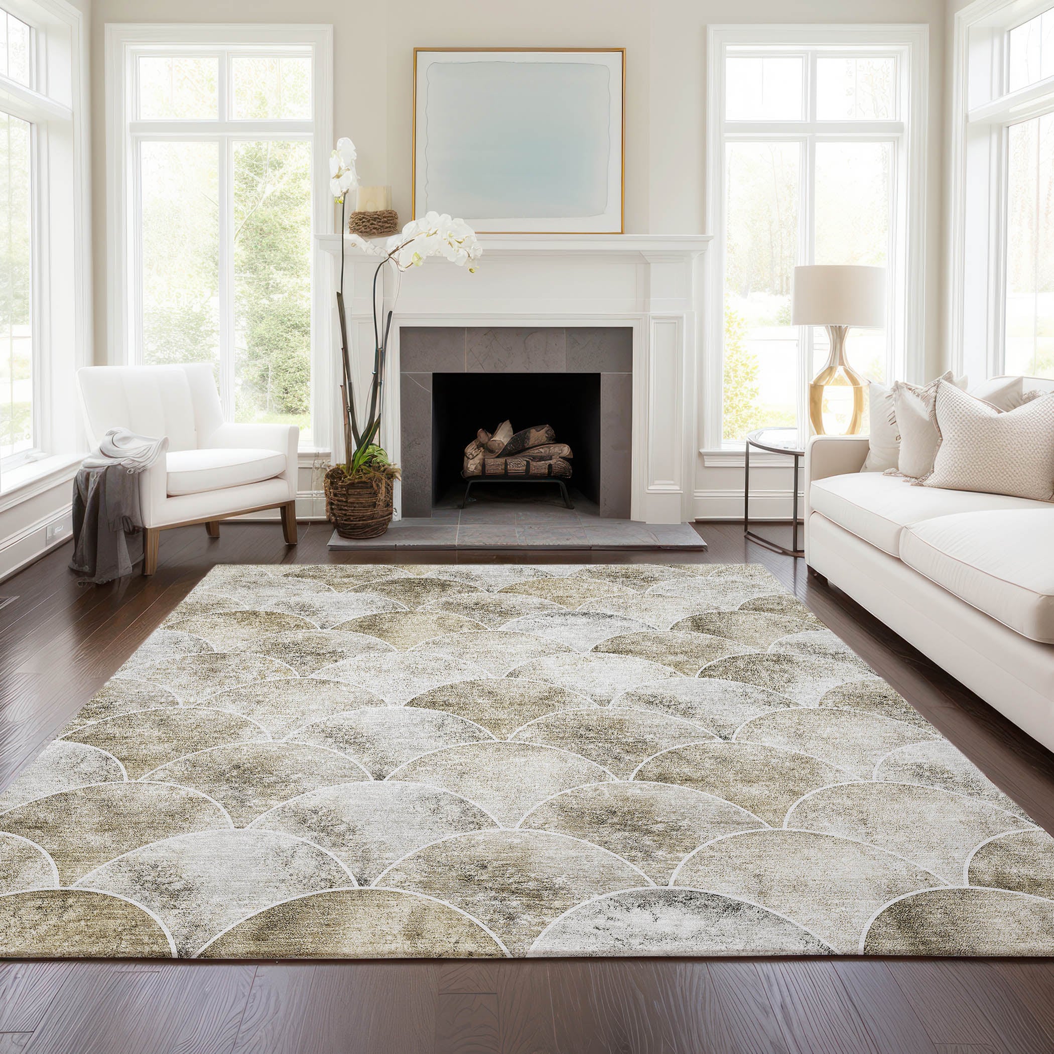 Addison Rugs ACN594BG3X5 Chantille ACN594BG 3 x 5 (ft) Polyester Beige Rectangular Indoor/Outdoor Abstract Machine washable Area rug