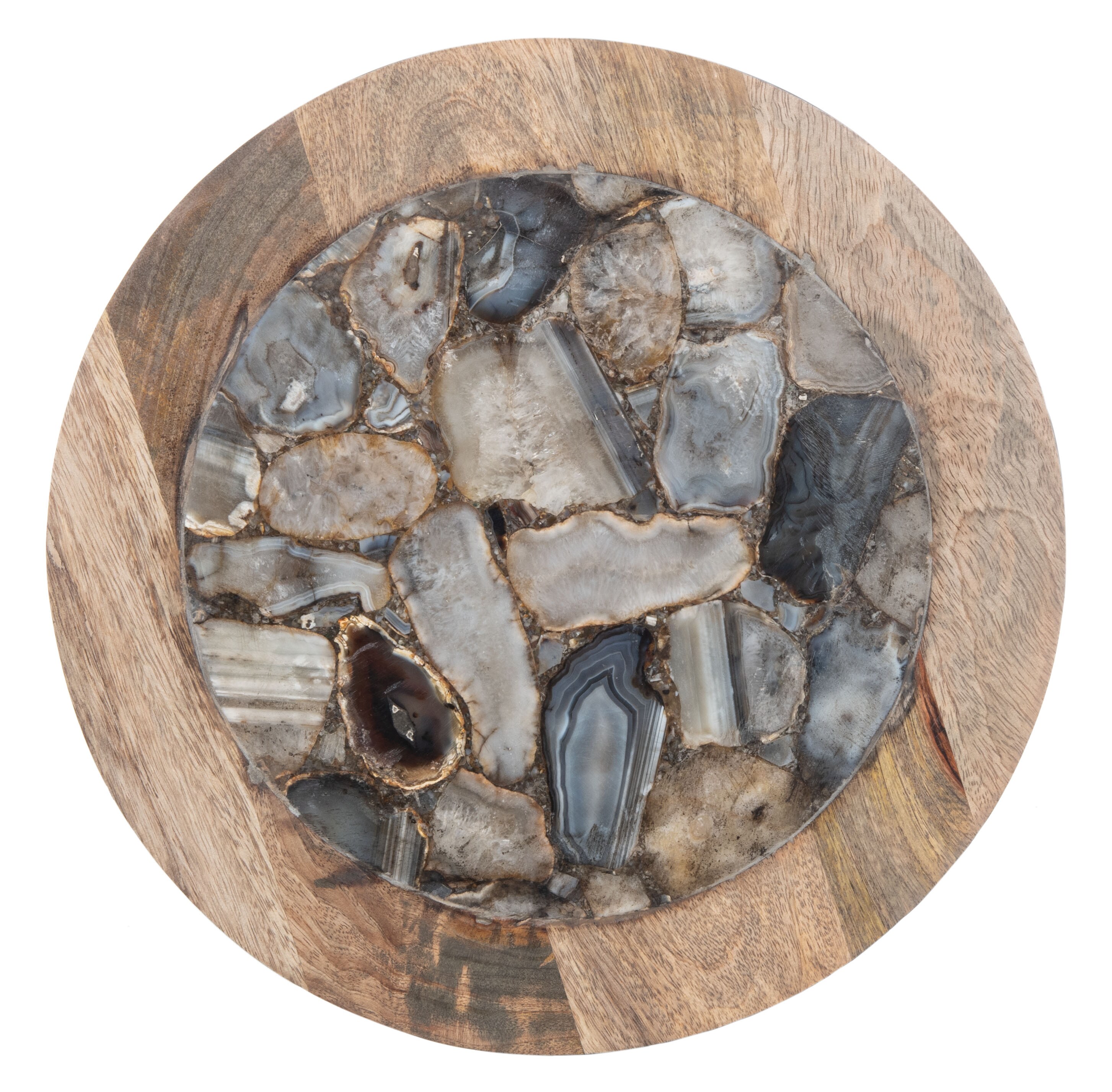 Safavieh Lumi 15-in W x 20-in H Black Agate Stone Round Rustic End