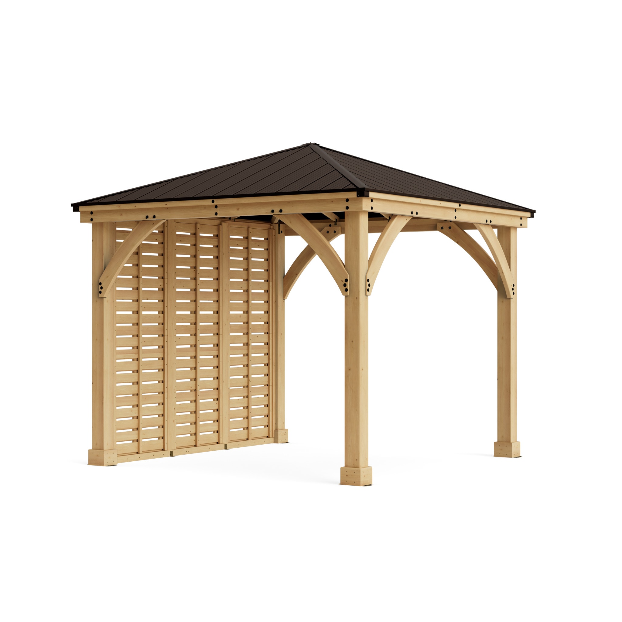 Yardistry YM11955COM 10-ft x 10-ft Natural Cedar Stain Square Hardtop Aluminum Roof