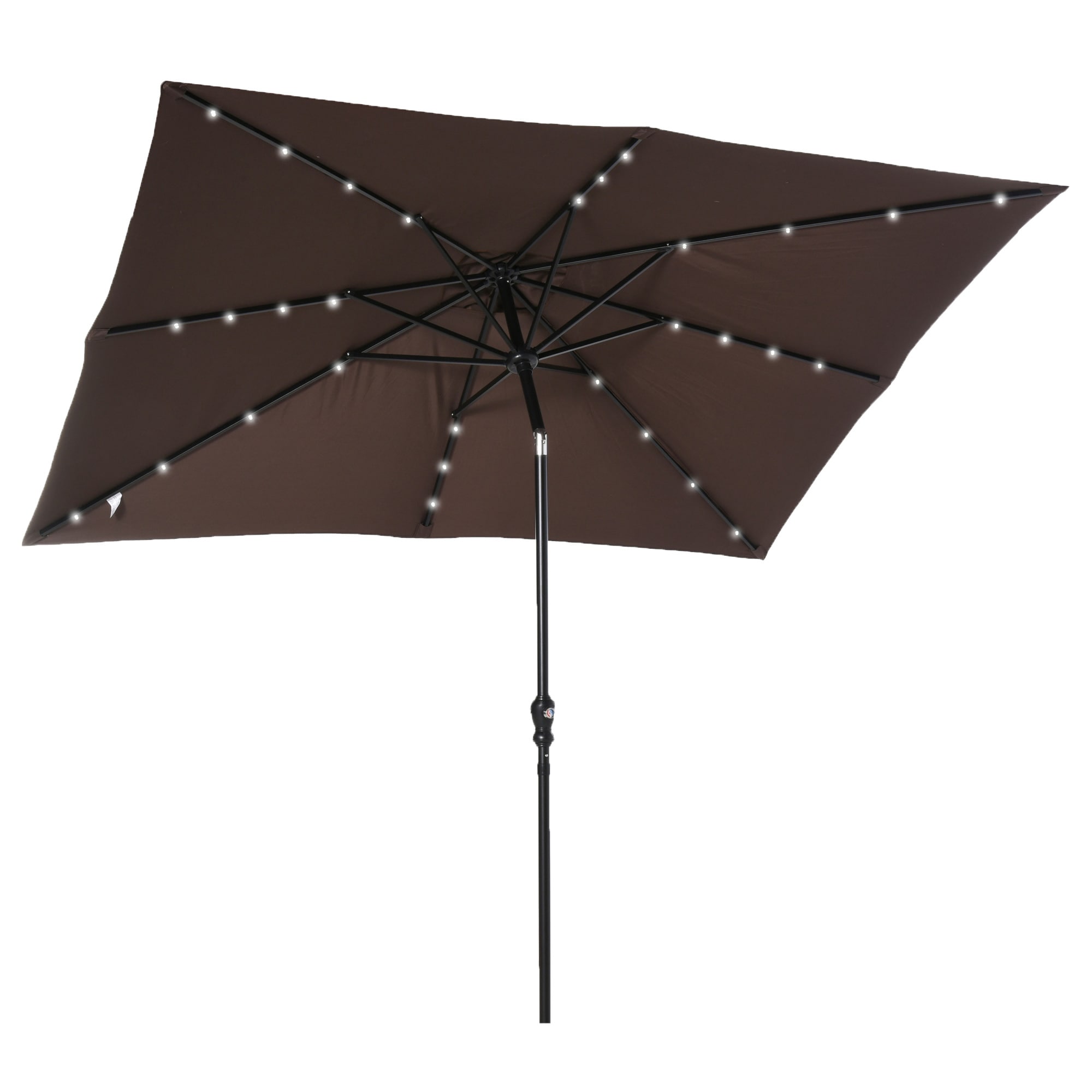 Fun Orange FUNHWCP101 8.8-ft Steel Brown Push-button Tilt Market Patio Umbrella with Lights and
