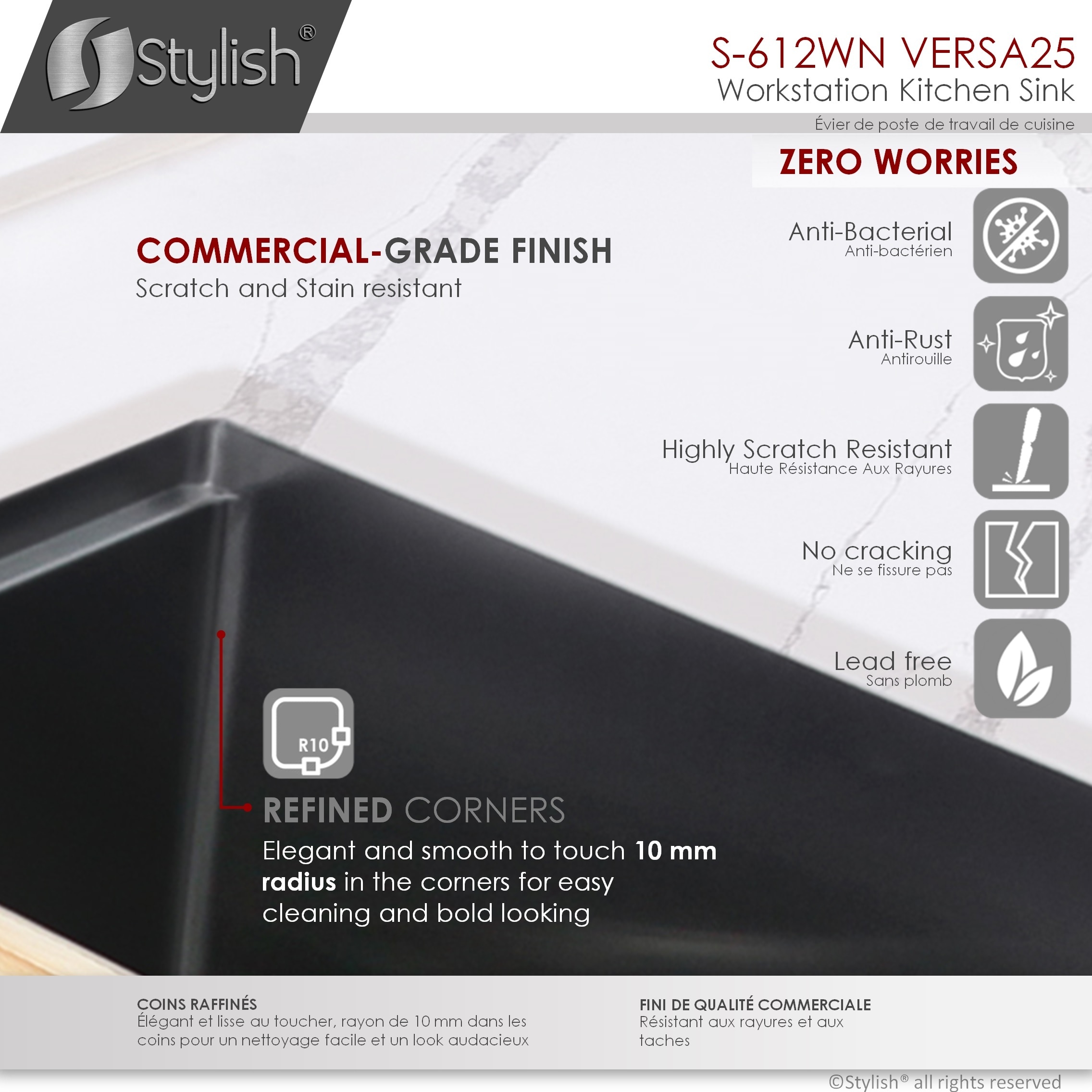 Stylish S-612WN1 Kitchen-Sinks - View #4