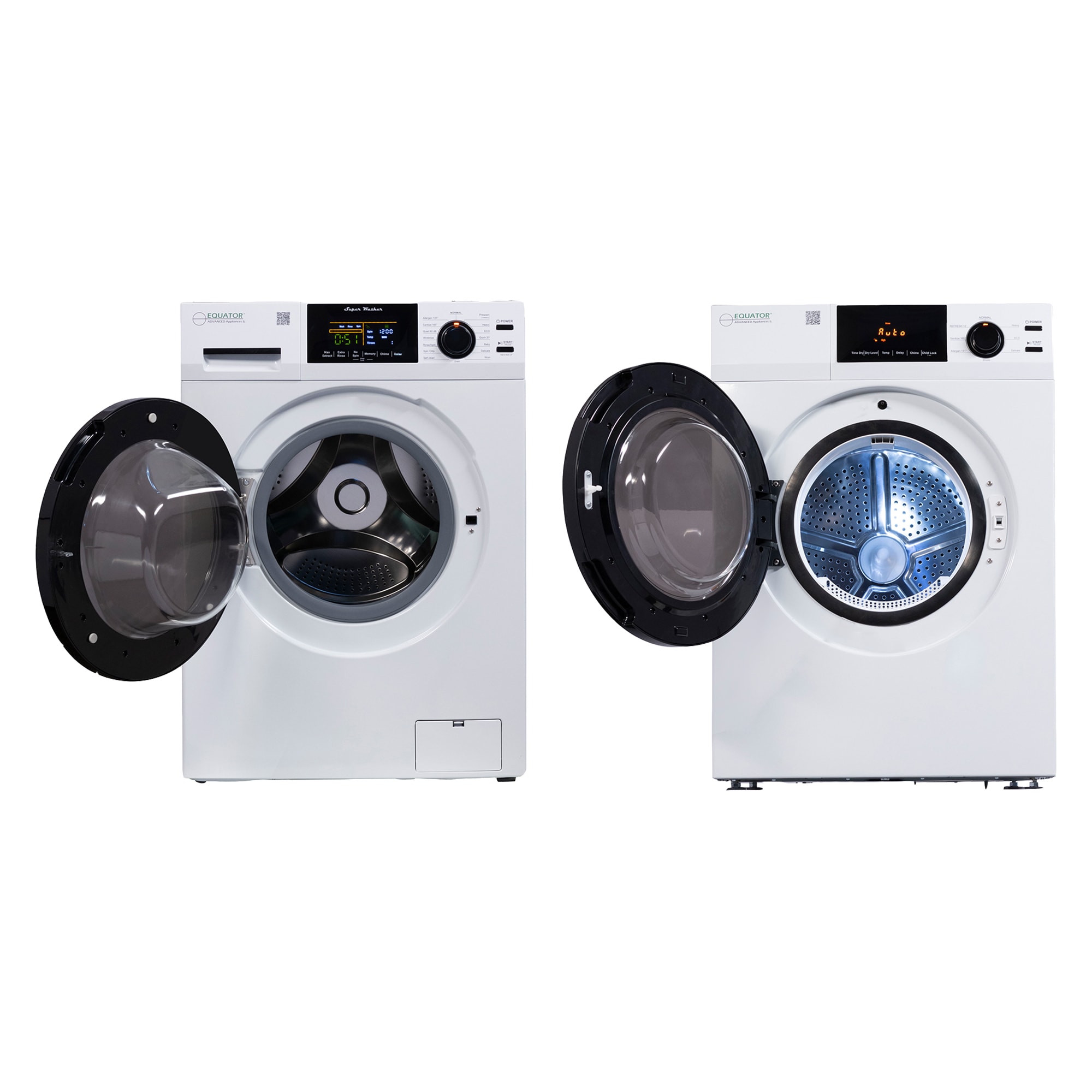Equator Advanced Appliances EW 835 + ED 880 SBS Side-by-Side Stacked Laundry Center with 1.9-cu ft Front load Washer and Electric 4-cu ft Dryer