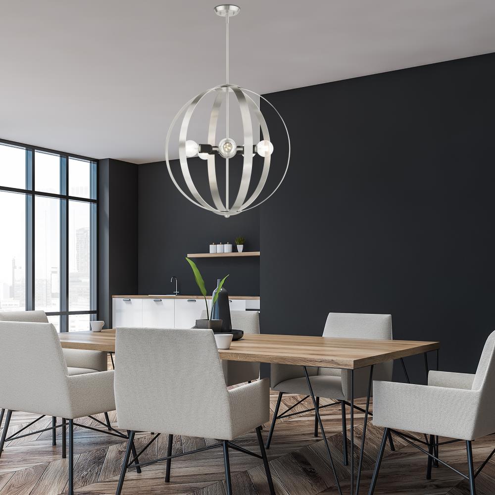 Modesto Mid-Century Modern 5-Light Brushed Nickel Chandelier