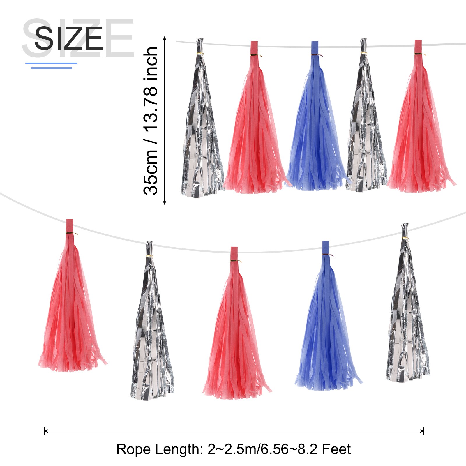 Unique Bargains 30Pcs Dark Blue Red Silver Tassel Garland Banner with ...