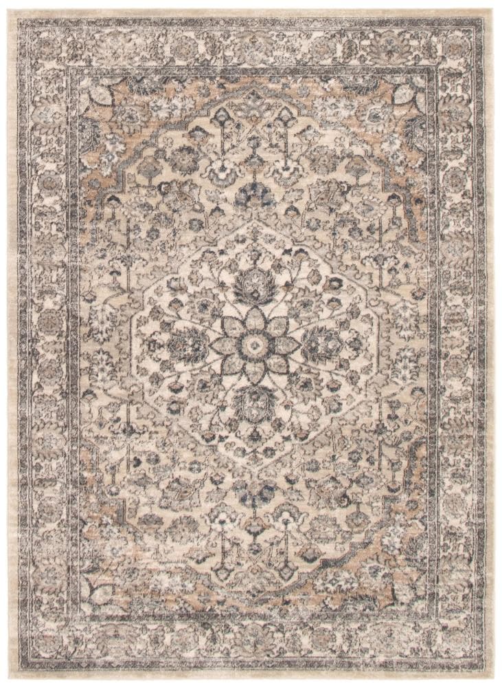 ECARPETGALLERY 324506 Oregon Tabriz 7 x 10 (ft) Loomed Polypropylene Beige Ivory Rectangular Indoor Distressed/Overdyed Vintage Area rug
