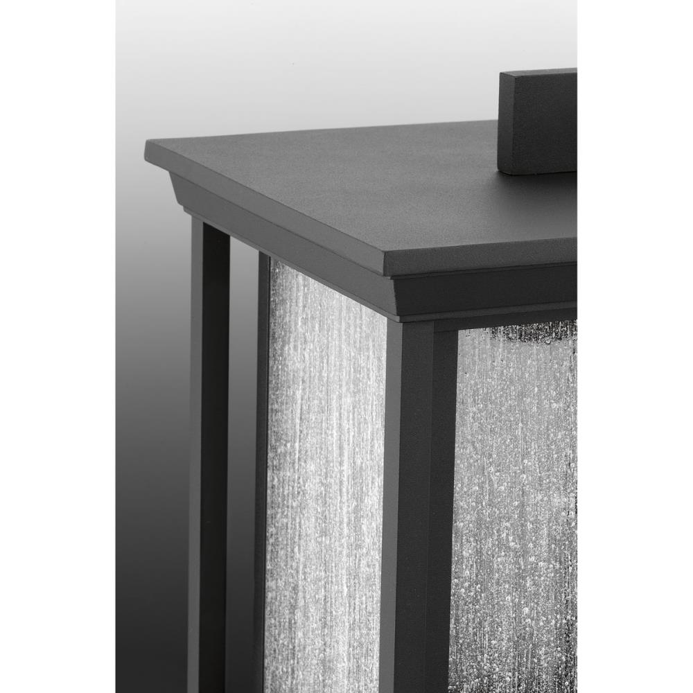 Endicott Black Glass Outdoor Hanging Lantern with Linen Shade