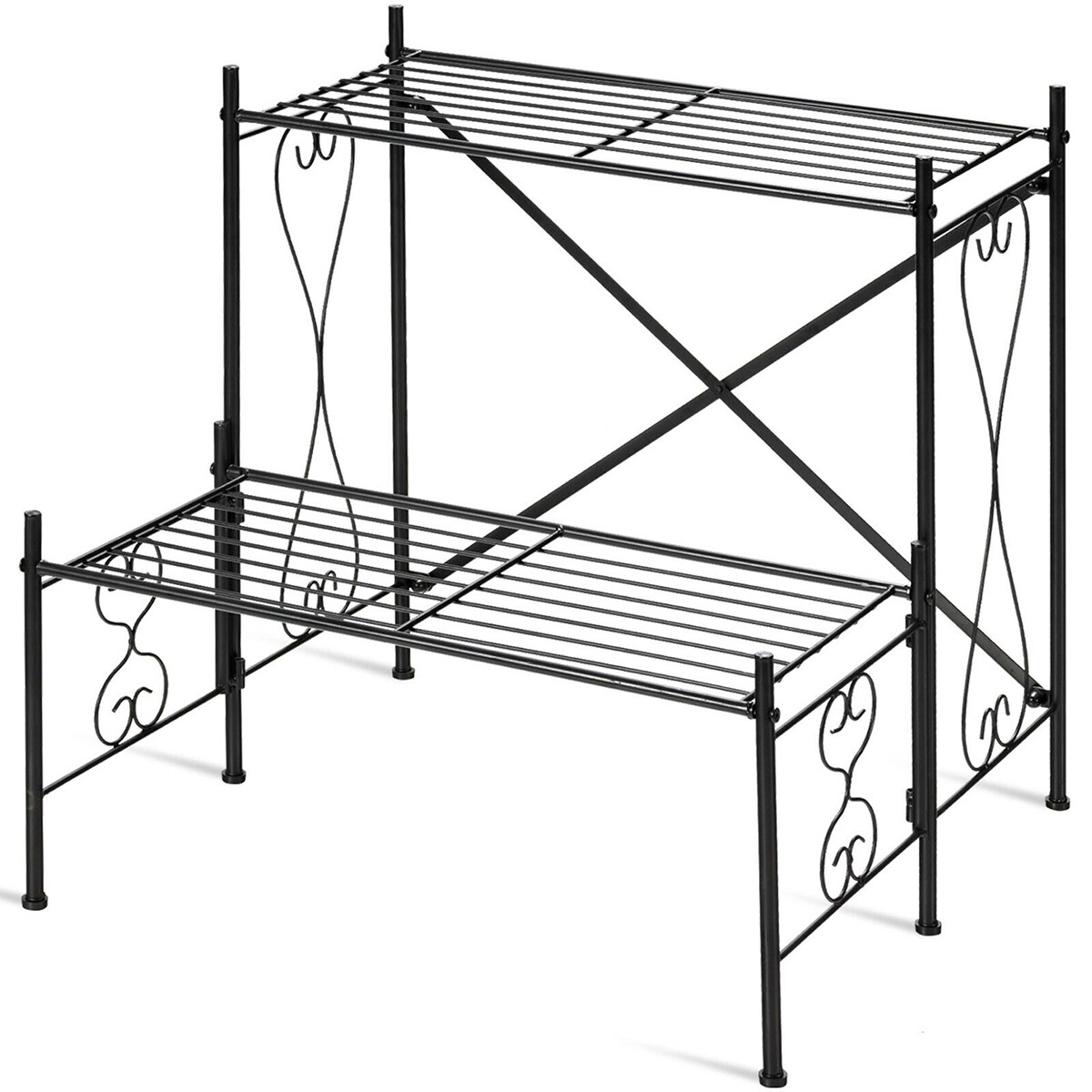 24-in H x Black Indoor/Outdoor Rectangular Steel Plant Stand | - WELLFOR HZ-HPY-10028