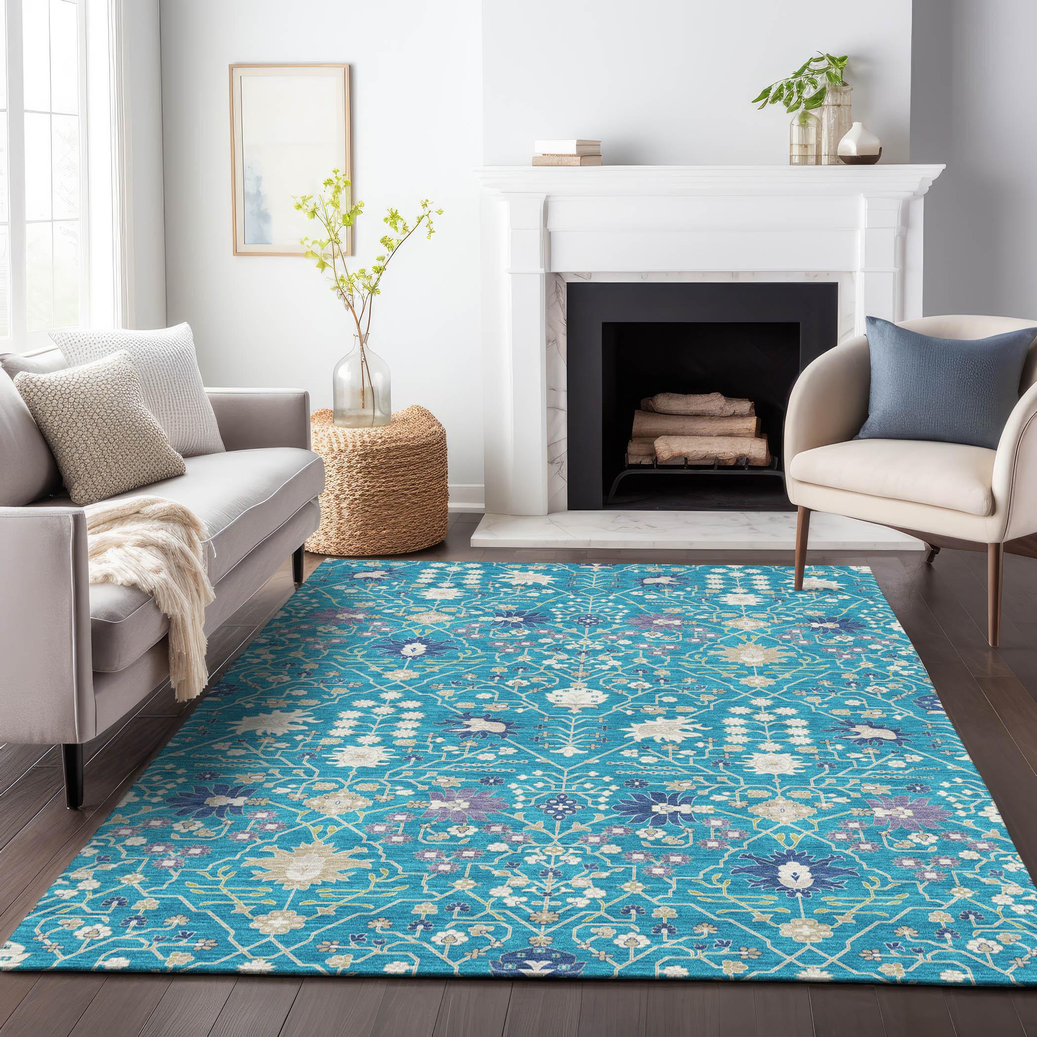 Addison Rugs ACN1009TE10X14 Chantille ACN1009TE 10 x 14 (ft) Polyester Teal Rectangular Indoor/Outdoor Geometric Machine washable Area rug
