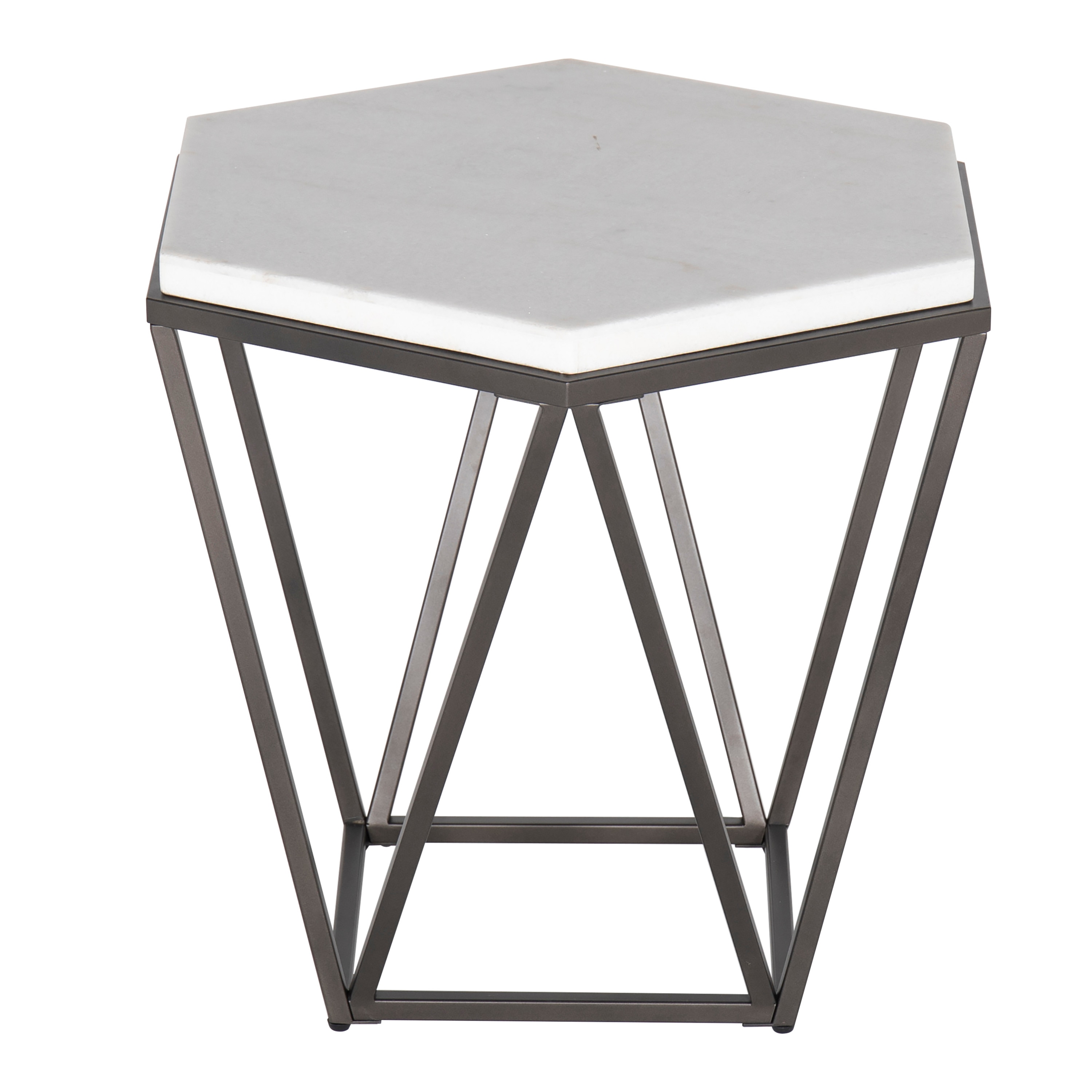 Steve Silver CV200E 24-in W x 24-in H White Granite/Marble Hexagon Modern End Table Assembly Required