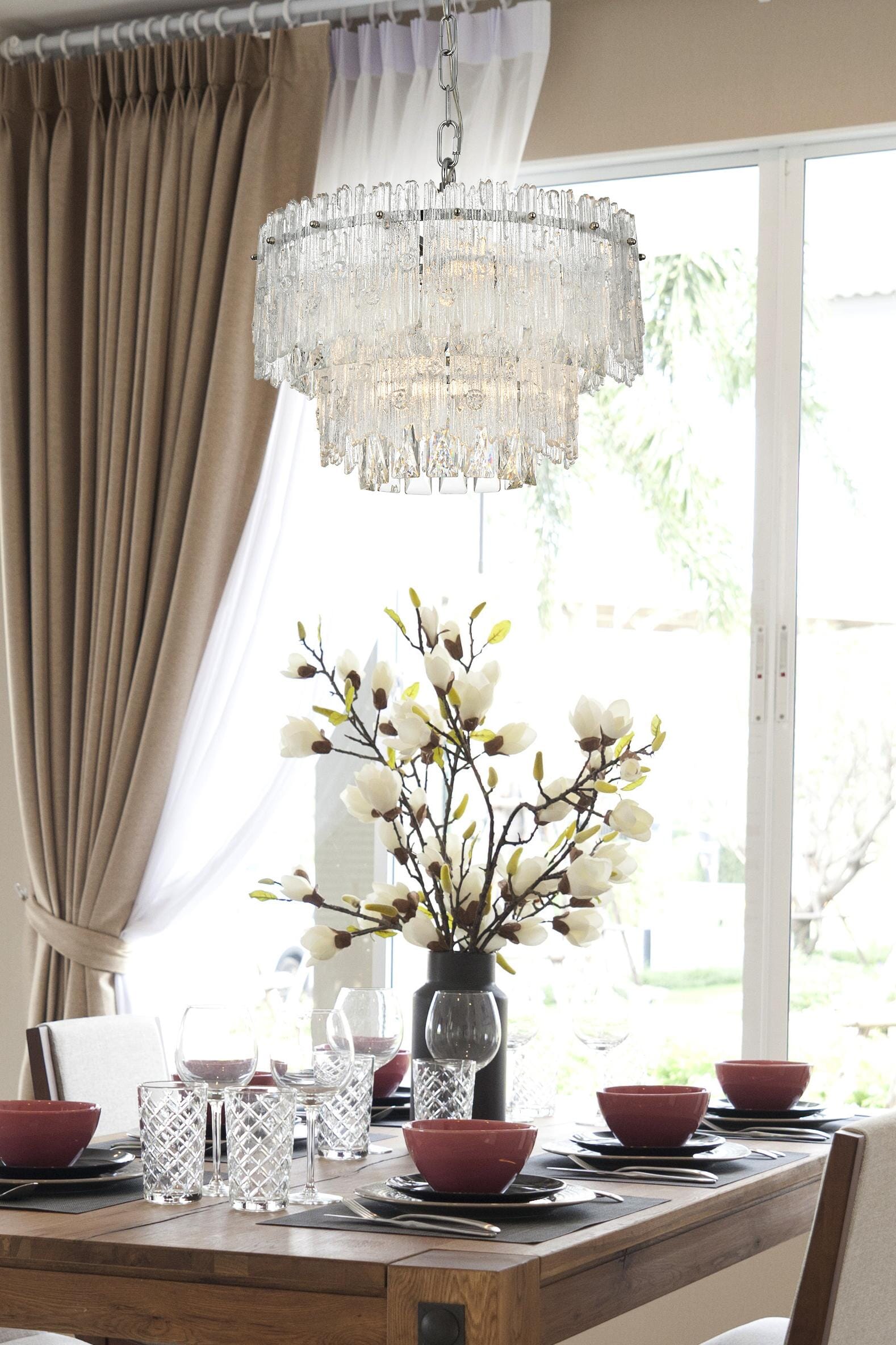 Emilia Chrome 21-Inch Crystal Chandelier with Royal Cut Crystals