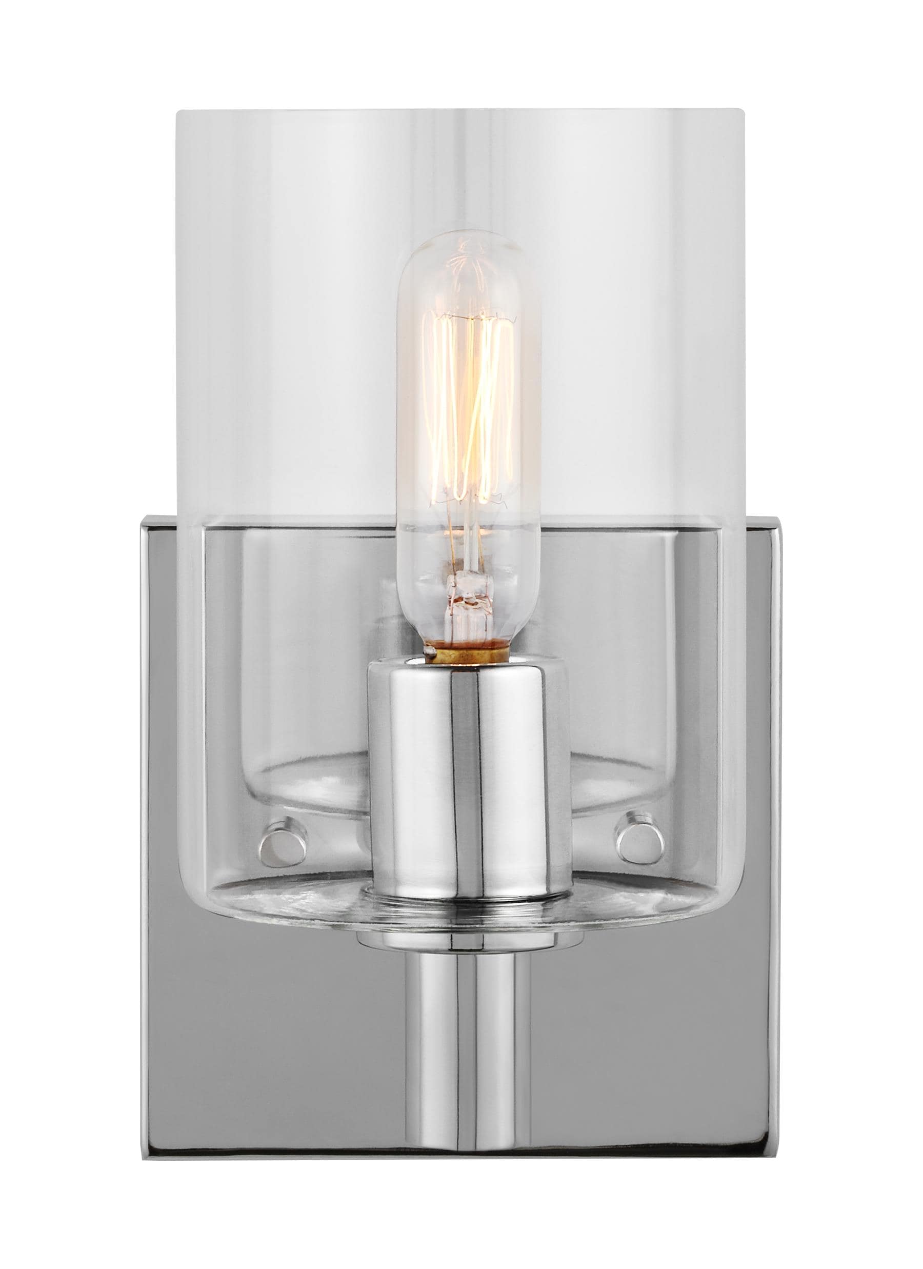 Chrome Cylinder Clear Glass Wall Sconce