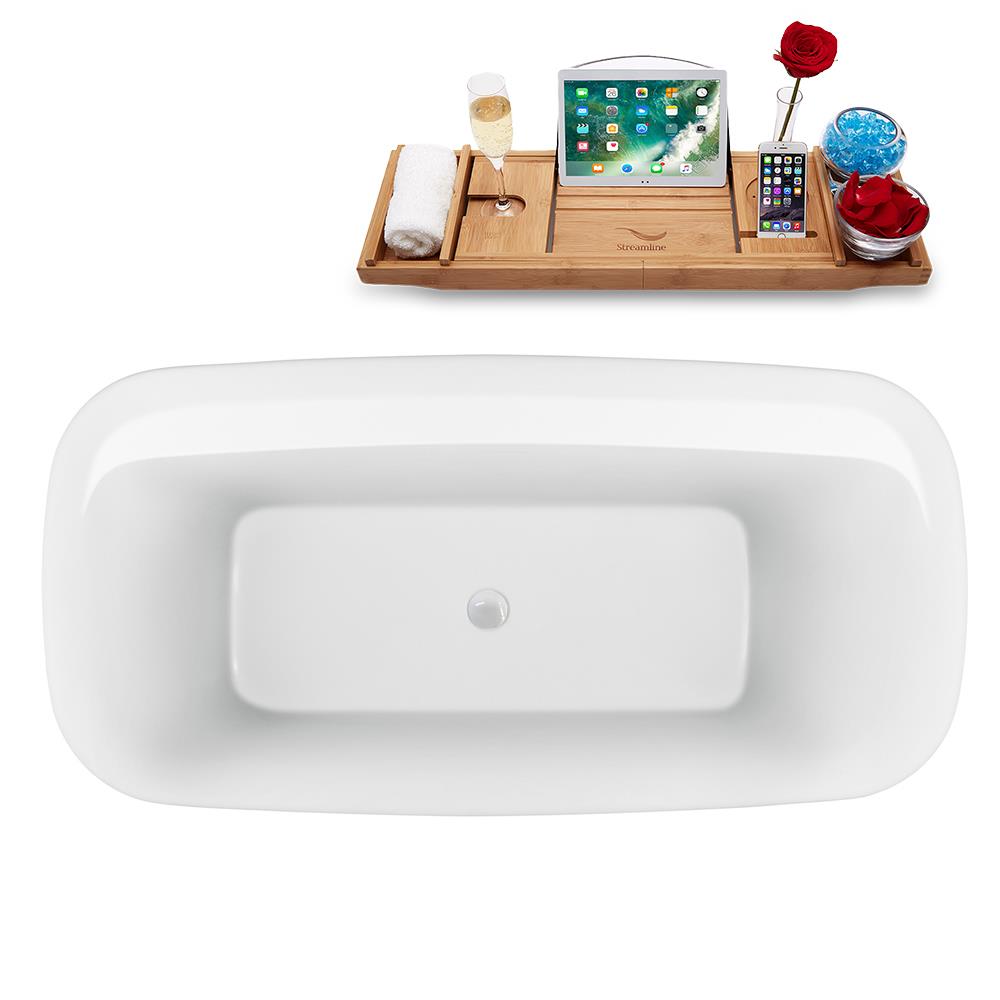 Streamline 59.1-in W x 29.5-in L White Glossy Acrylic Oval Center