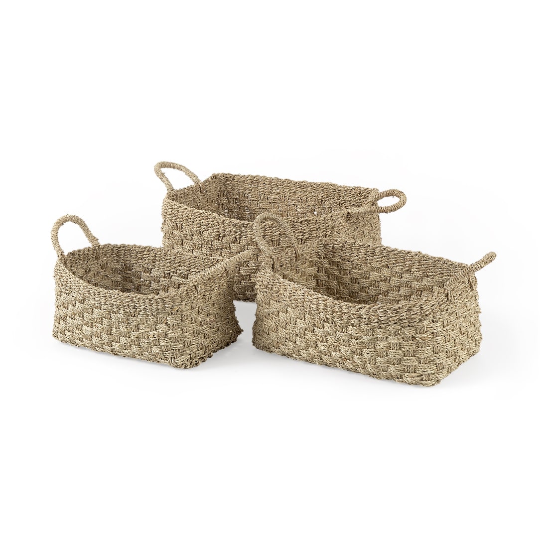 HomeRoots 4000392164 Set of Three Weaved Wicker Storage Baskets