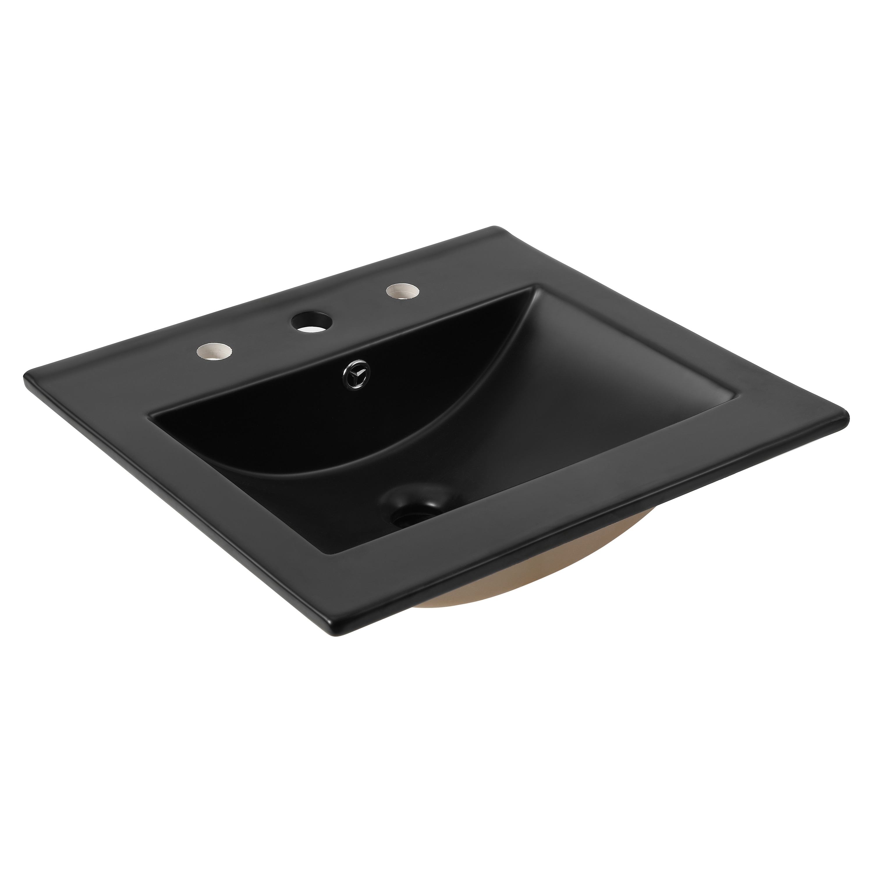 JONATHAN  Y SNK1000B Ancillary Classic Contemporary 20-in x 18.25-in Black Ceramic Drop-in Single Sink Widespread Faucet Mount Bathroom Vanity Top