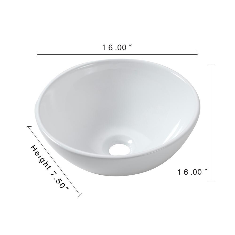 Lordear Porcelain vanity sink White Ceramic Vessel Round Modern ...