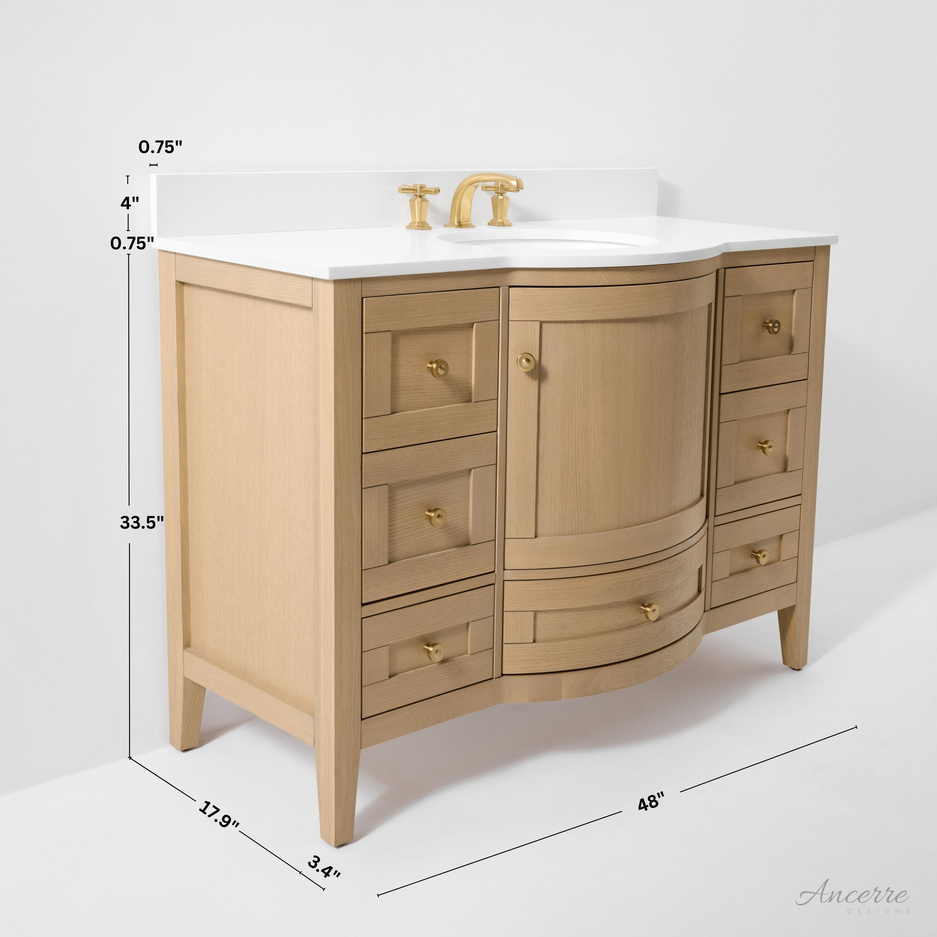 Ancerre Designs VTSLAUREN48OAKWQZ Bath-Vanity-Combo - View #3