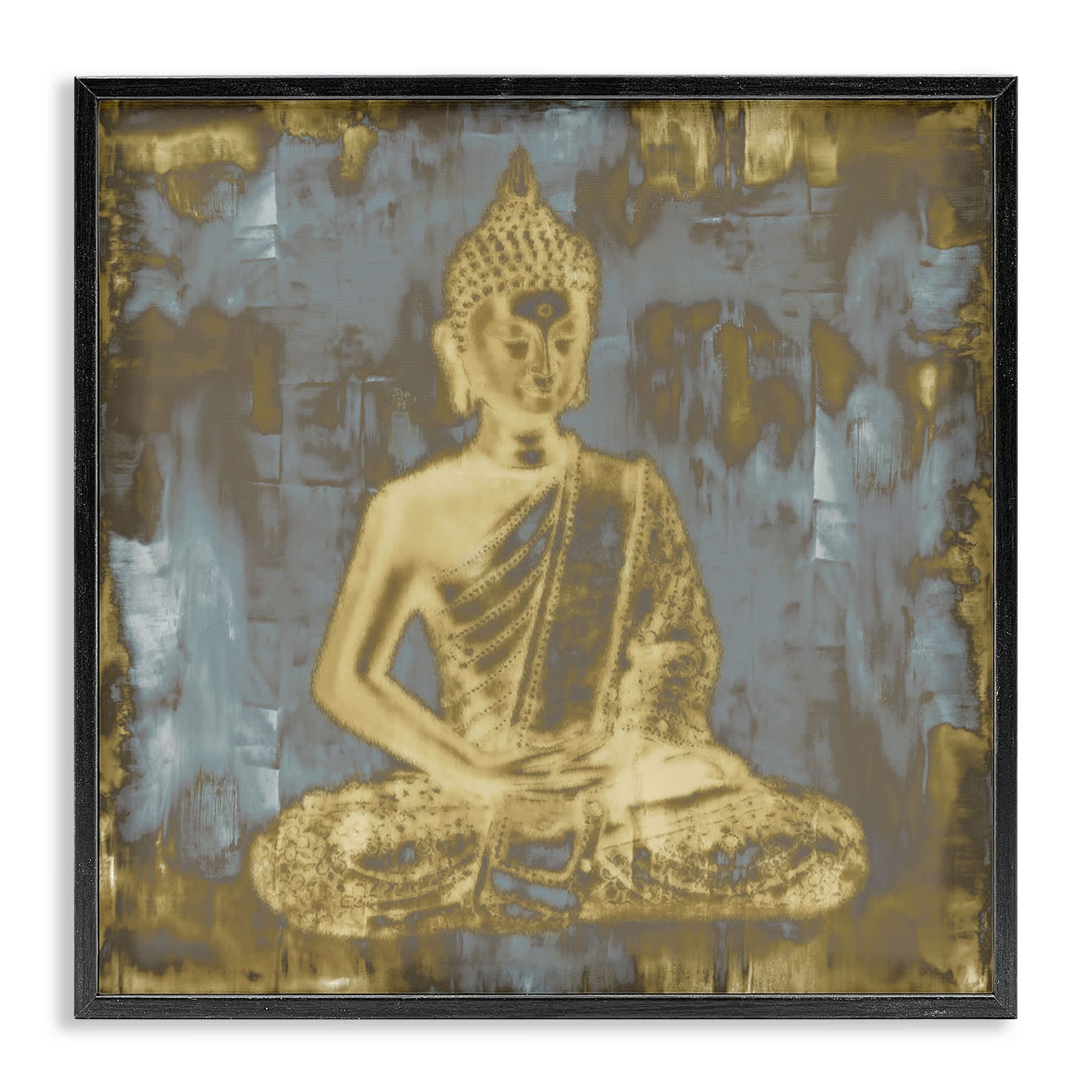 Stupell Industries BT-233-FR-17X17 Muted Earthy Buddha Abstract Black Framed Giclee Art By Tom Bray 17 x 17