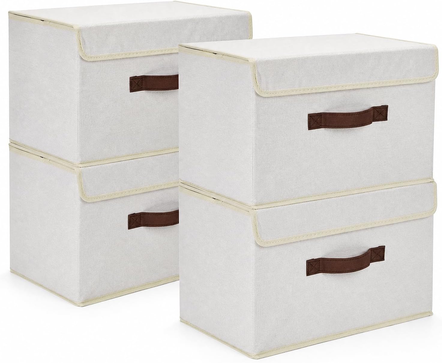 GAOMON Fabric Storage Bins with Lids 4 Pack - 15x10x10 Inch Foldable Closet Organizer Boxes with Handles and Clear Window for Clothes Storage