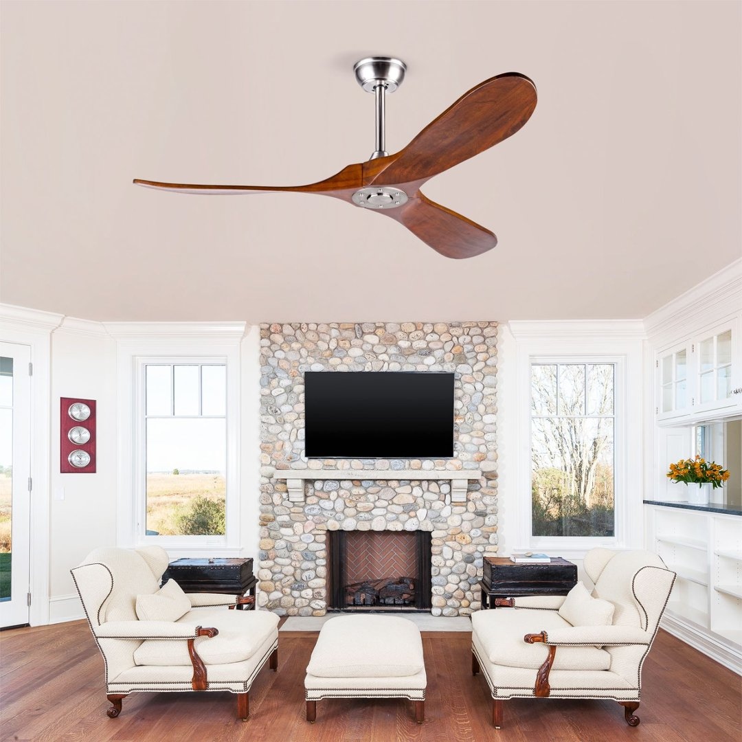 ZHLLMQ 52 Inch 3 Blades Modern Ceiling Fan Without Lights Reversible DC Motor Remote Control Indoor Outdoor Ceiling Fans for Patio Bedroom Living Room #ZHLLMQ-W2991P338632