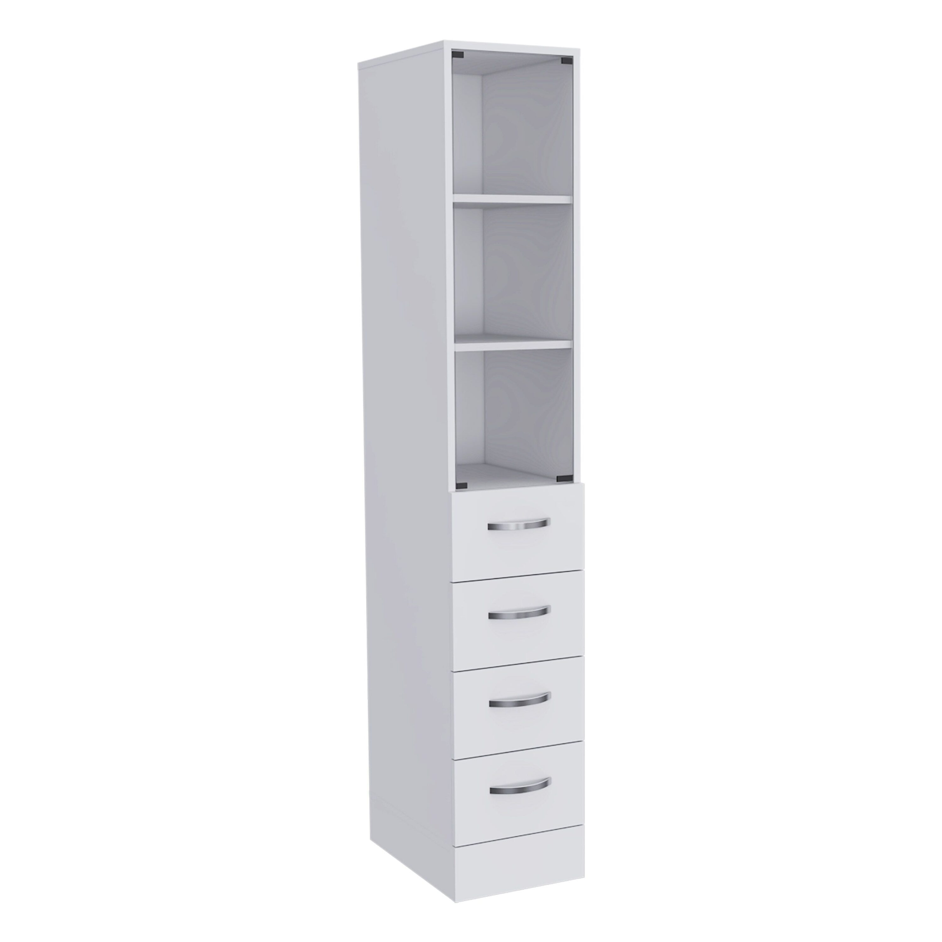 Tatayosi Linen Cabinet Three Shelves Four Drawers Stylish Spacious Storage