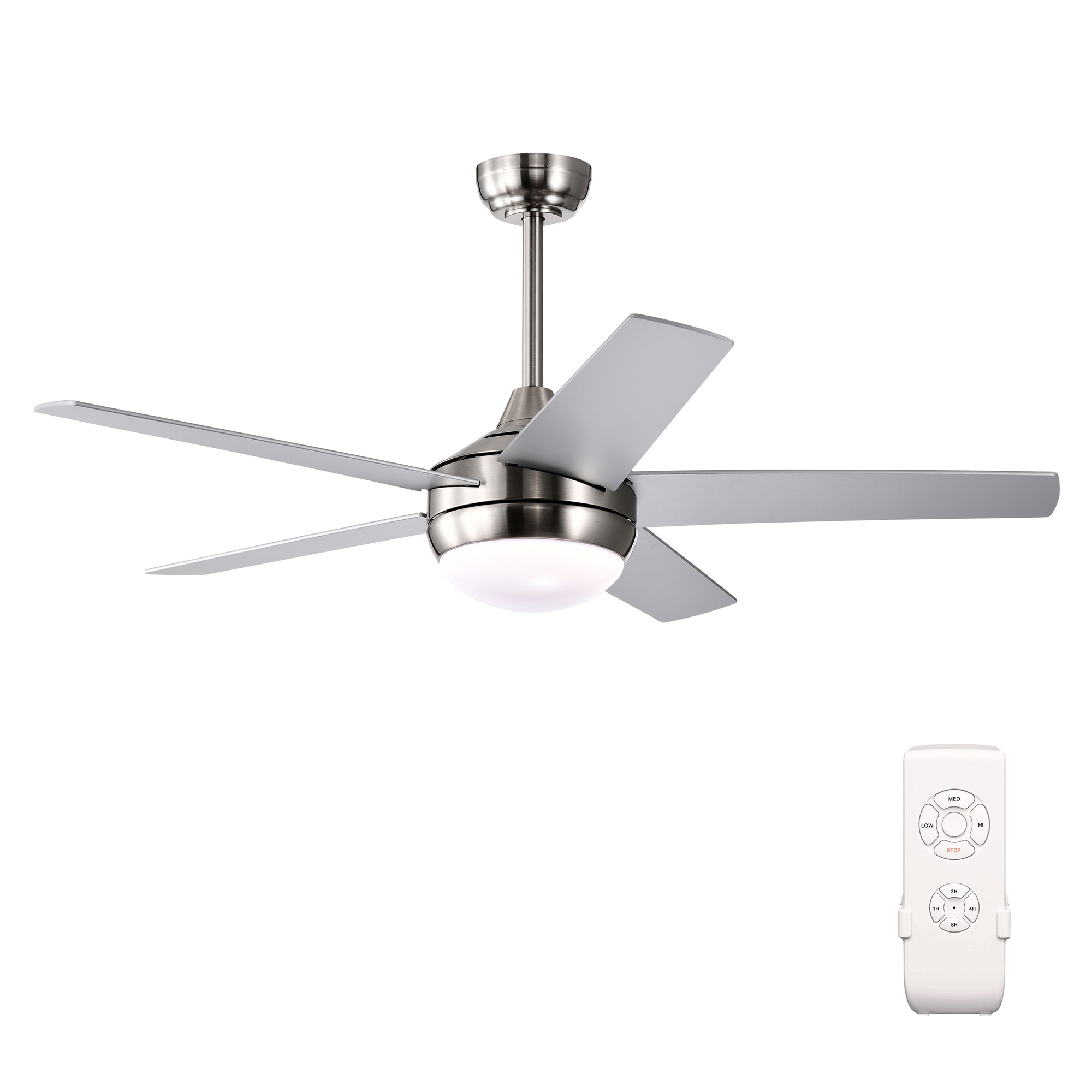 Edvivi FFG7771BN Barkley 52-in Color-Changing Integrated LED Brushed Nickel with Sliver / Dark Walnut Blades Ceiling Fan With Light ( 5 -Blade )