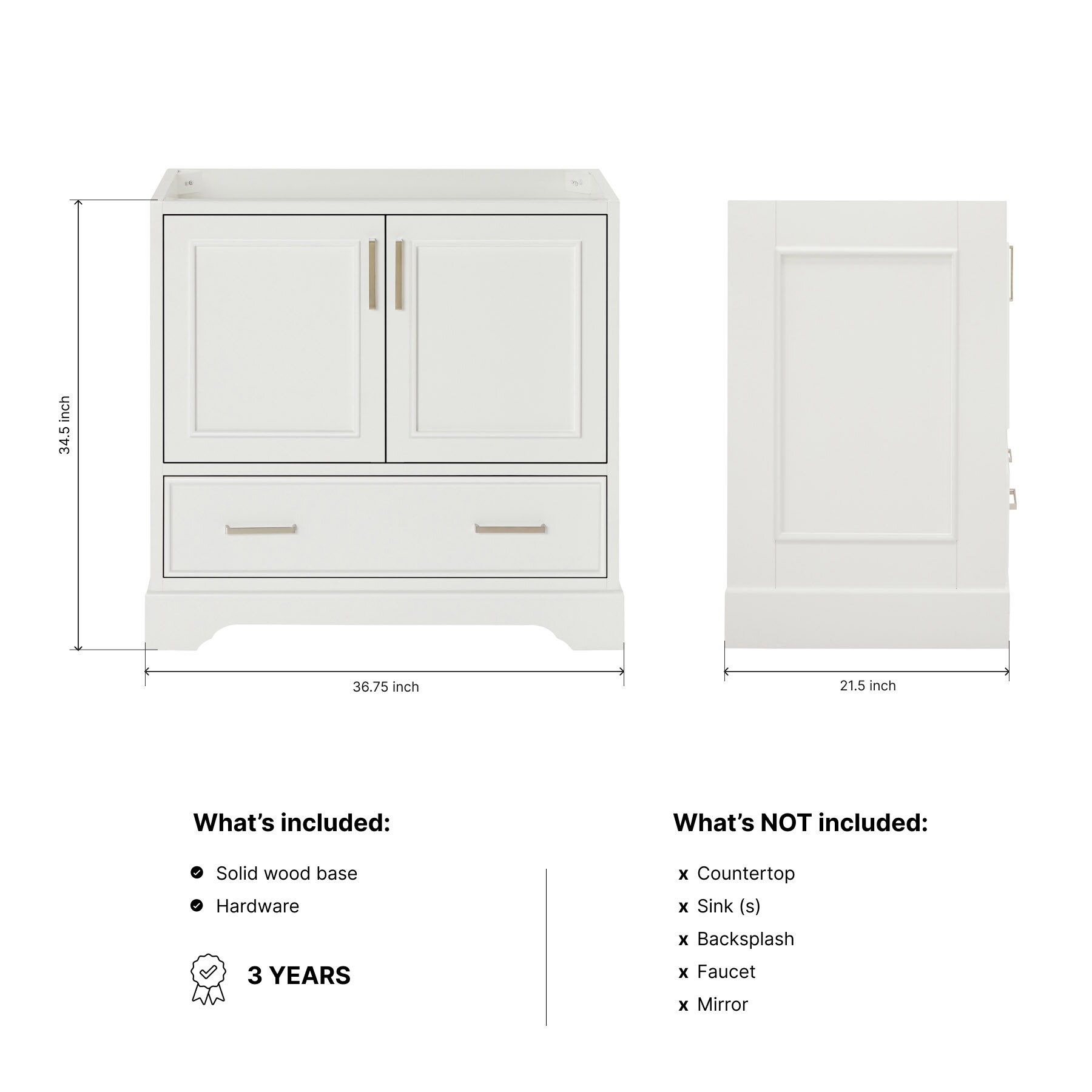 ARIEL M036S-BC-WHT vanities - View #4