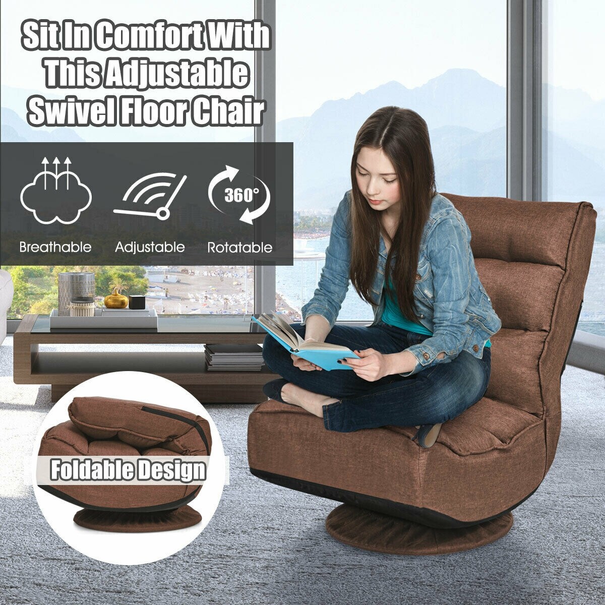 Best Deal for Swivel Gaming Floor Chair Rocker Folding Sofa Lounger