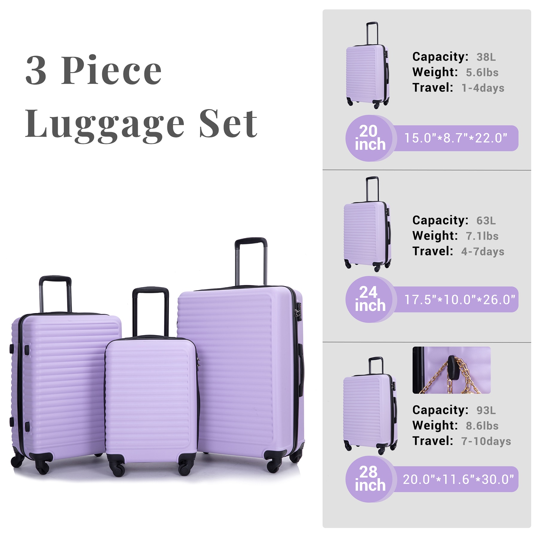 SINOFURN SYD9400012BK Luggage-And-Luggage-Sets - View #3