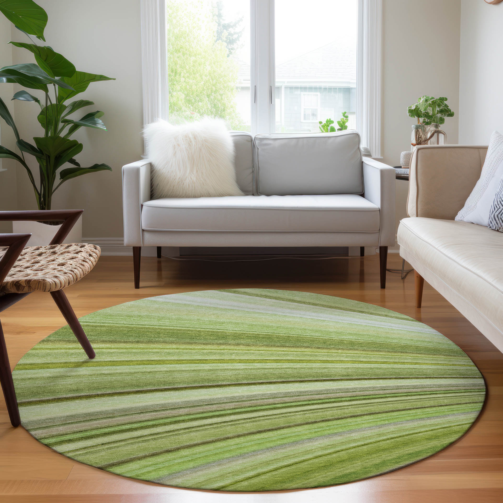 Addison Rugs ACN585AL8RO Chantille ACN585AL 8 x 8 (ft) Polyester Aloe Round Indoor/Outdoor Abstract Machine washable Area rug