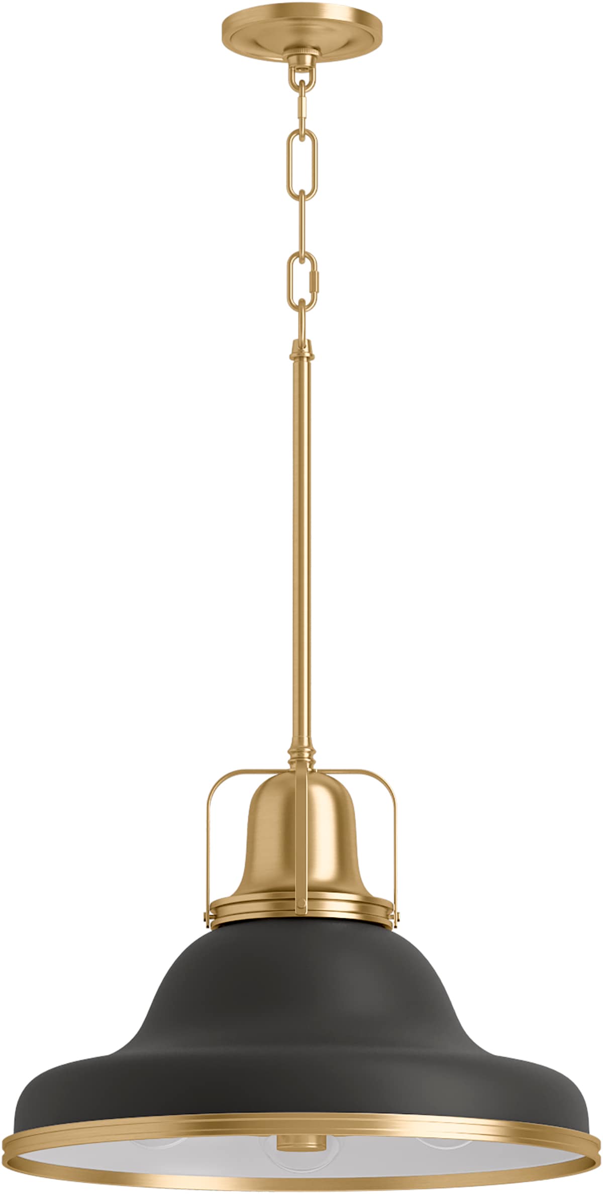KOHLER 32290-PE03-BML Hauksbee 1 -Light Black, Brass Trim Traditional Bell Medium Hanging Pendant light