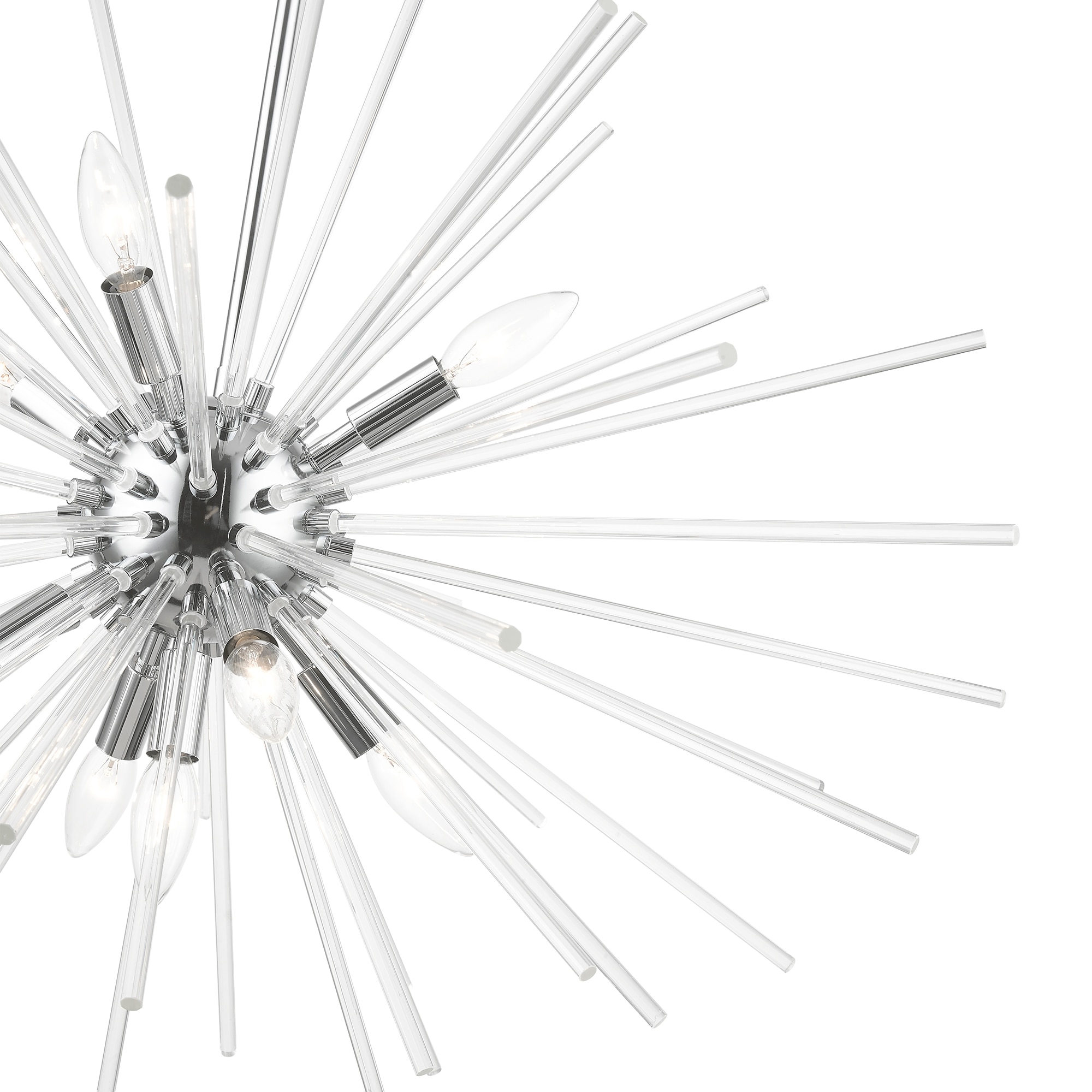 Polished Chrome 9-Light Pendant Chandelier with Clear Glass Rods