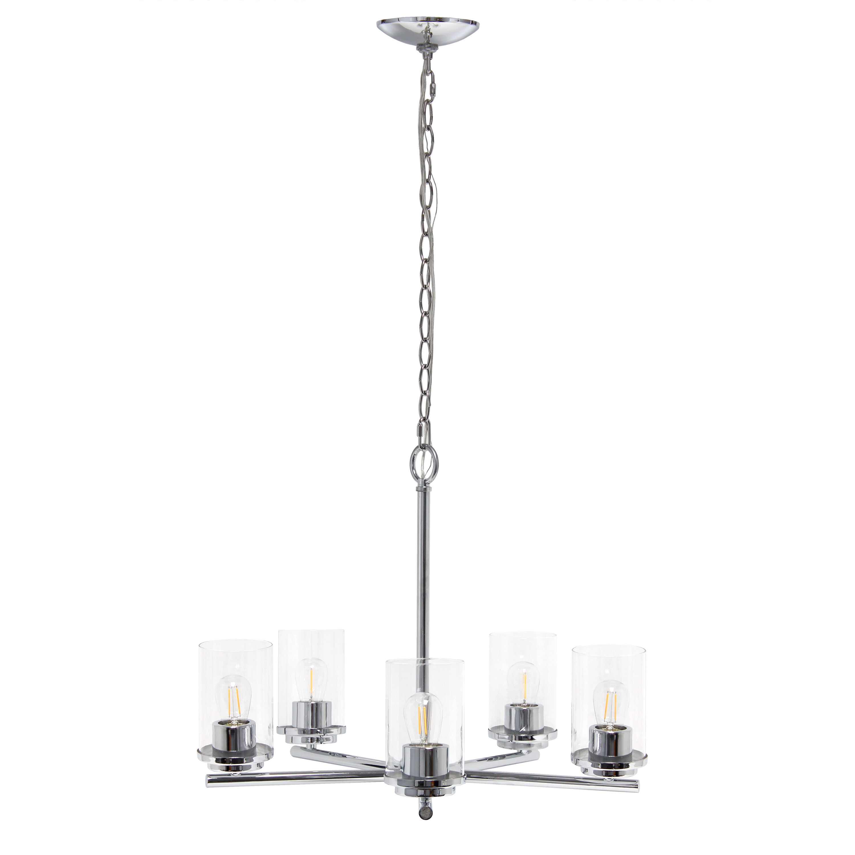 Lalia Home LHP-3013-CH Classix 5 -Light Chrome Traditional Clear glass Cylinder Medium Hanging Pendant light