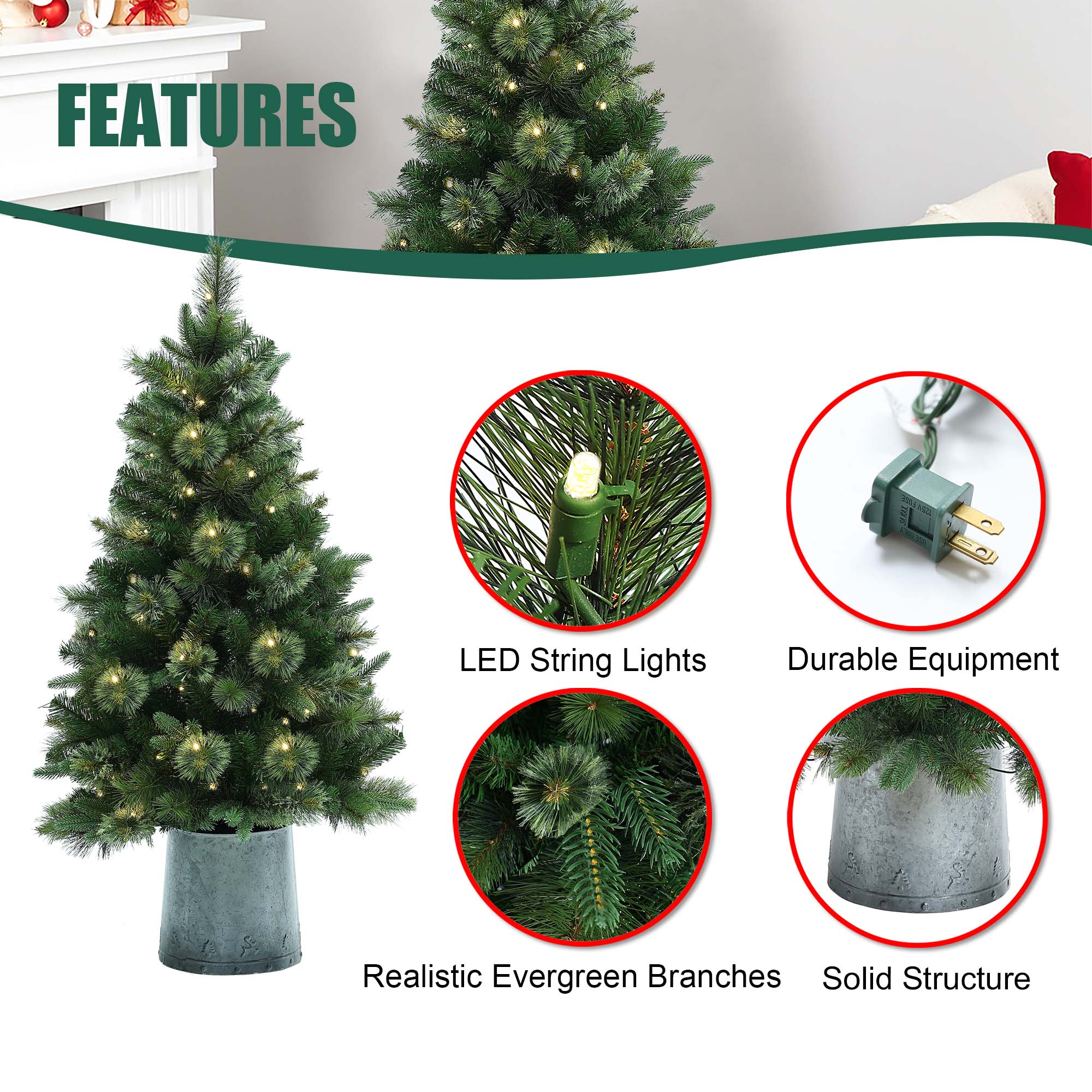 LuxenHome WHAP1787 Artificial-Christmas-Trees - View #11
