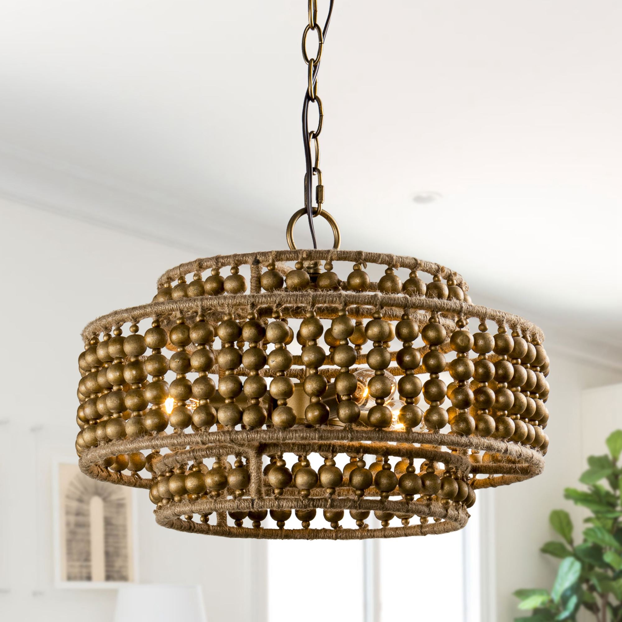 rustic beaded layered petal chandelier