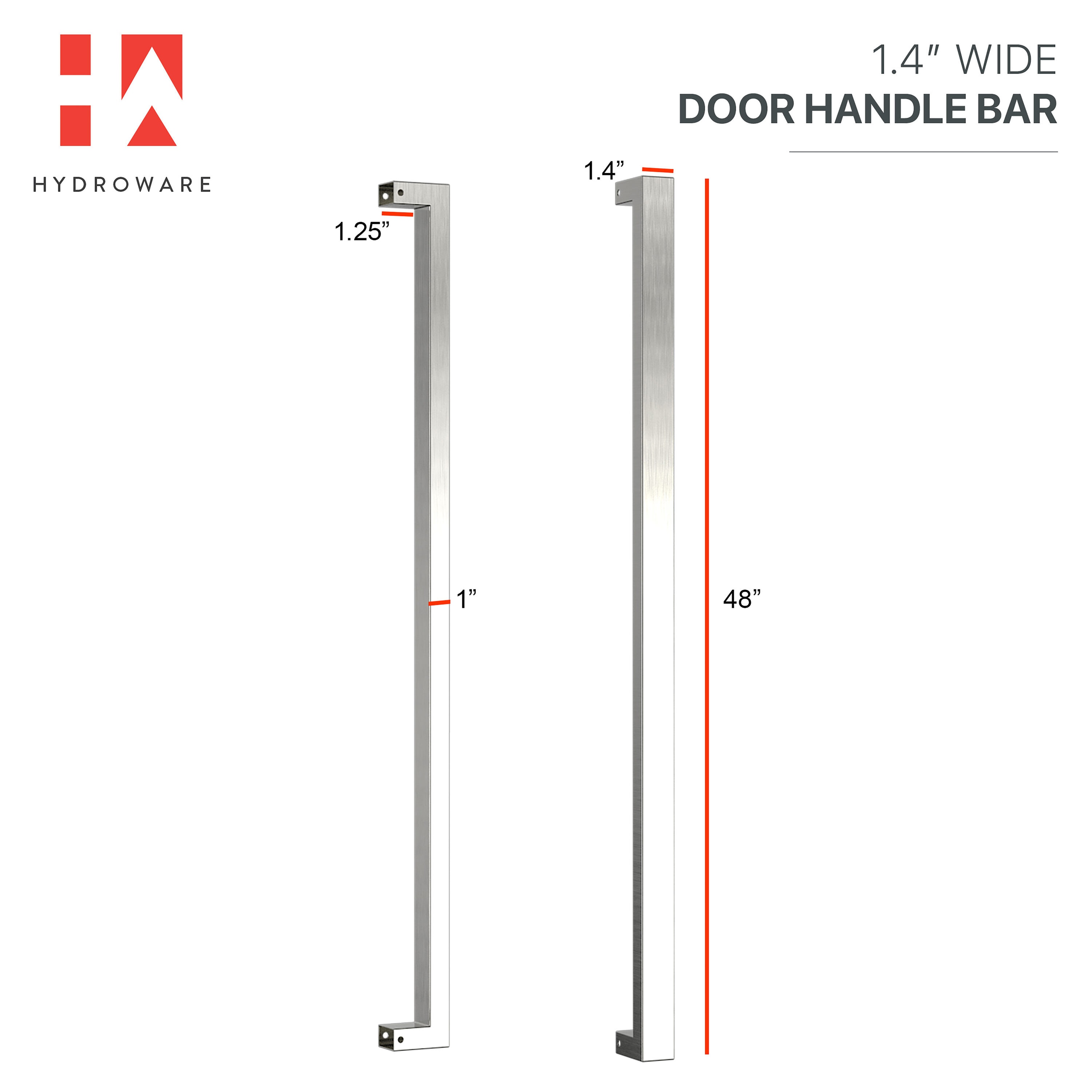 48 Inch Brushed Stainless Steel Contemporary Door Handle Set