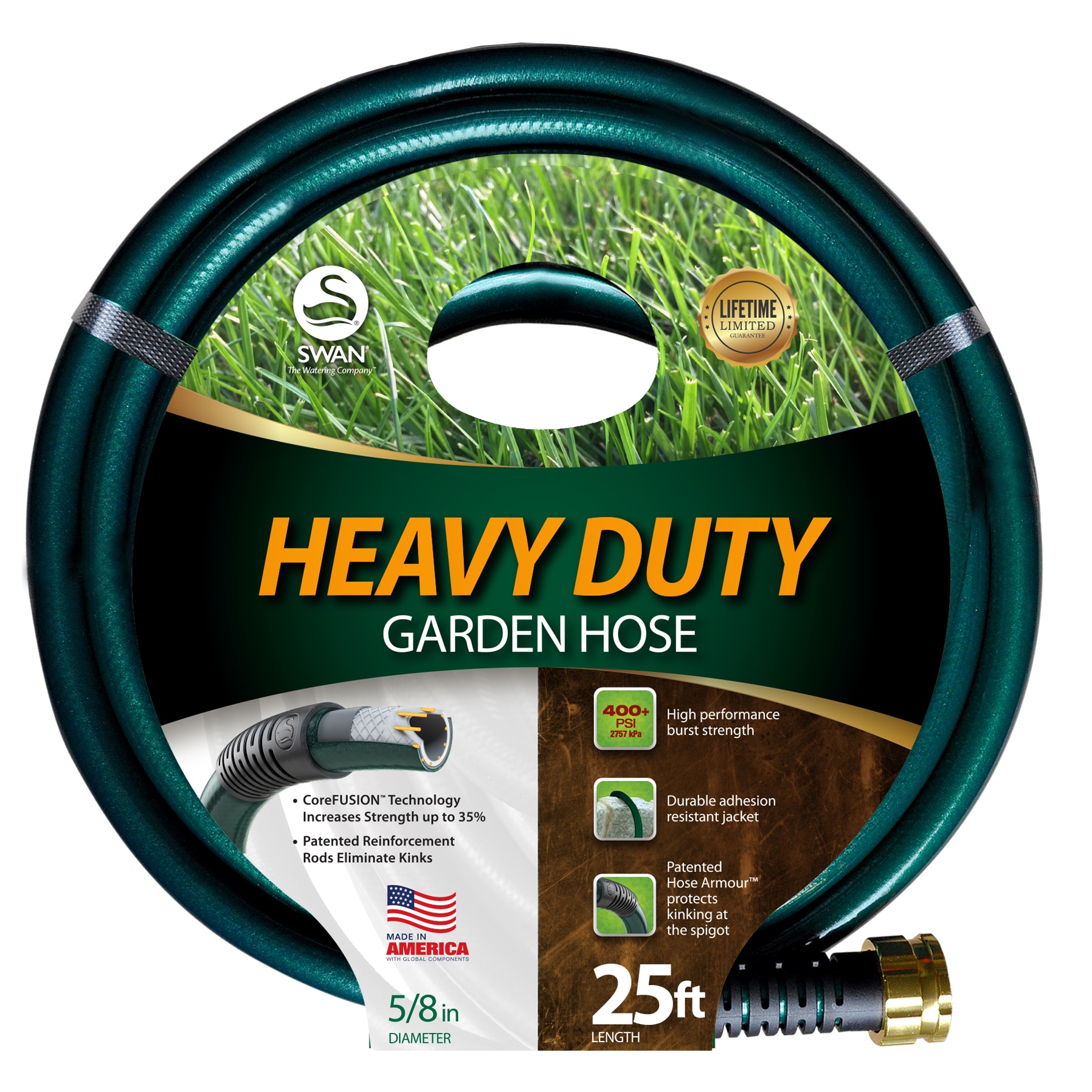 SWAN 5/8-in x 25-ft Heavy-Duty Vinyl Green Hose in the Garden Hoses  department at