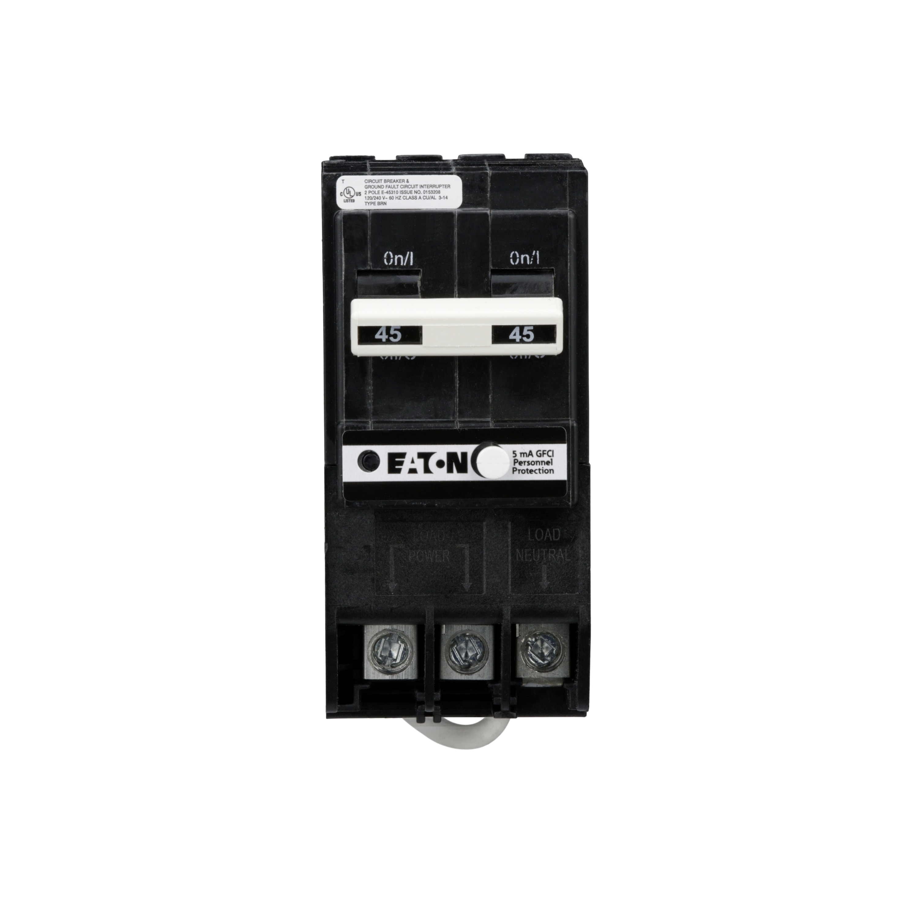 Eaton BR 45-amp 2 -Pole GFCI Plug-On Neutral Circuit Breaker