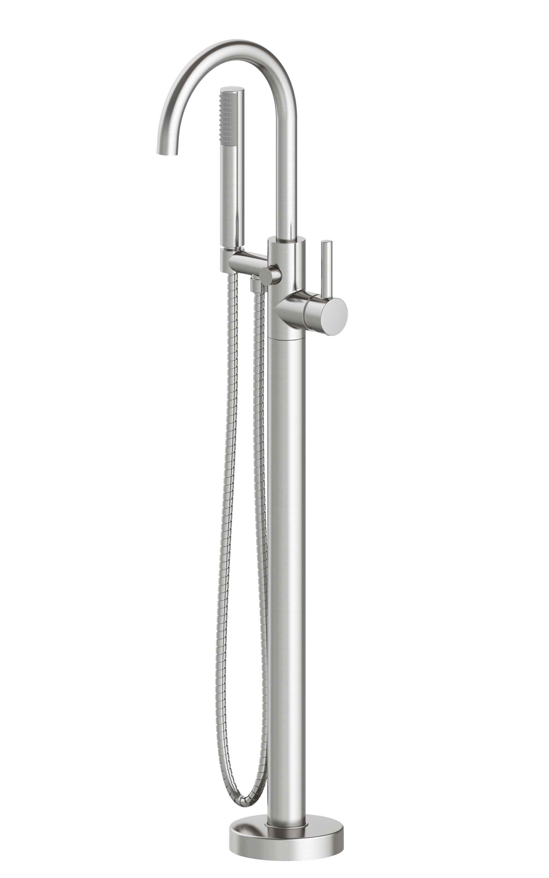 allen + roth Brushed Nickel 1-handle Freestanding High-arc Bathtub Faucet with Hand Shower (Valve Included)
