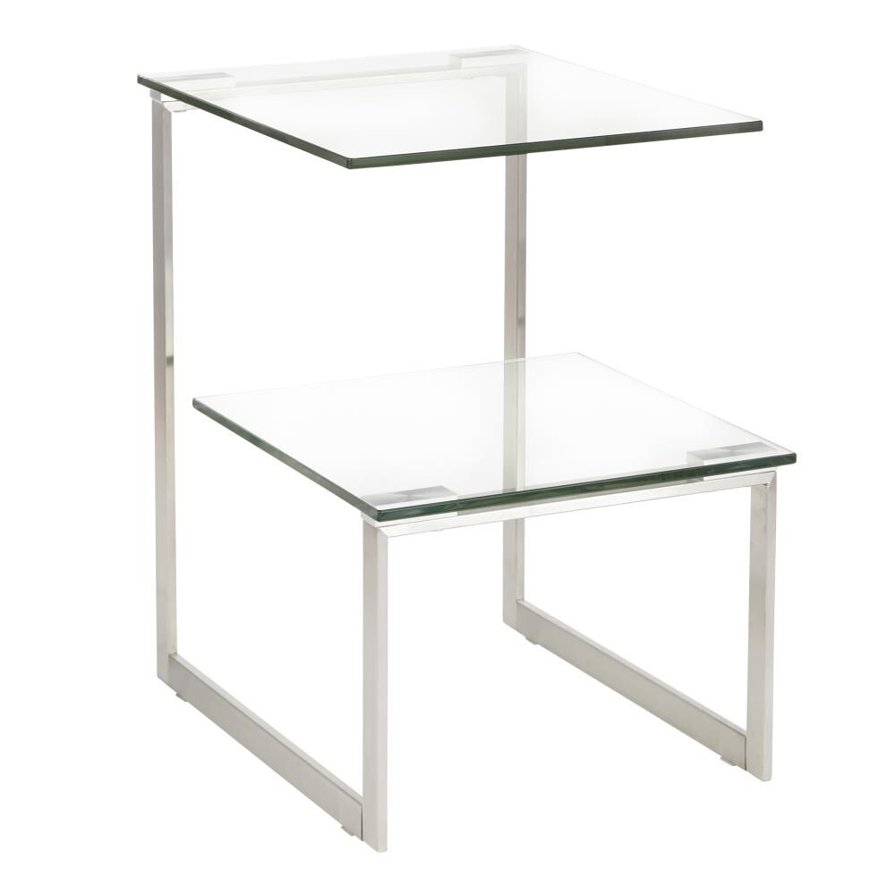 LumiSource TB-6G SS 6S 15.75-in W x 22.5-in H Stainless Steel, Glass Glam End Table Assembly Required