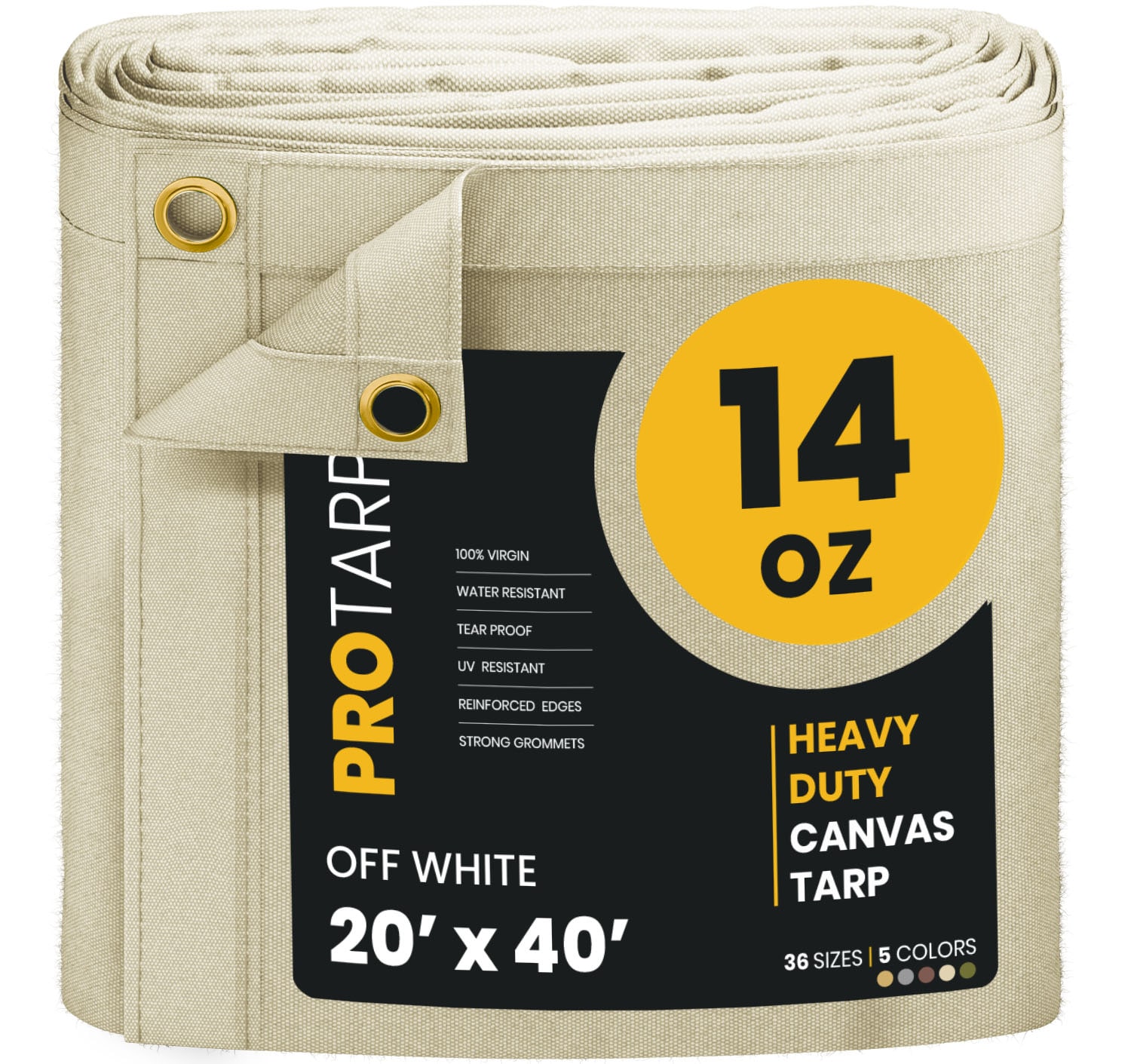 PROTARP PT-304-20X40 20-ft x 40-ft White Waterproof Standard Polyester 25-mil Tarp