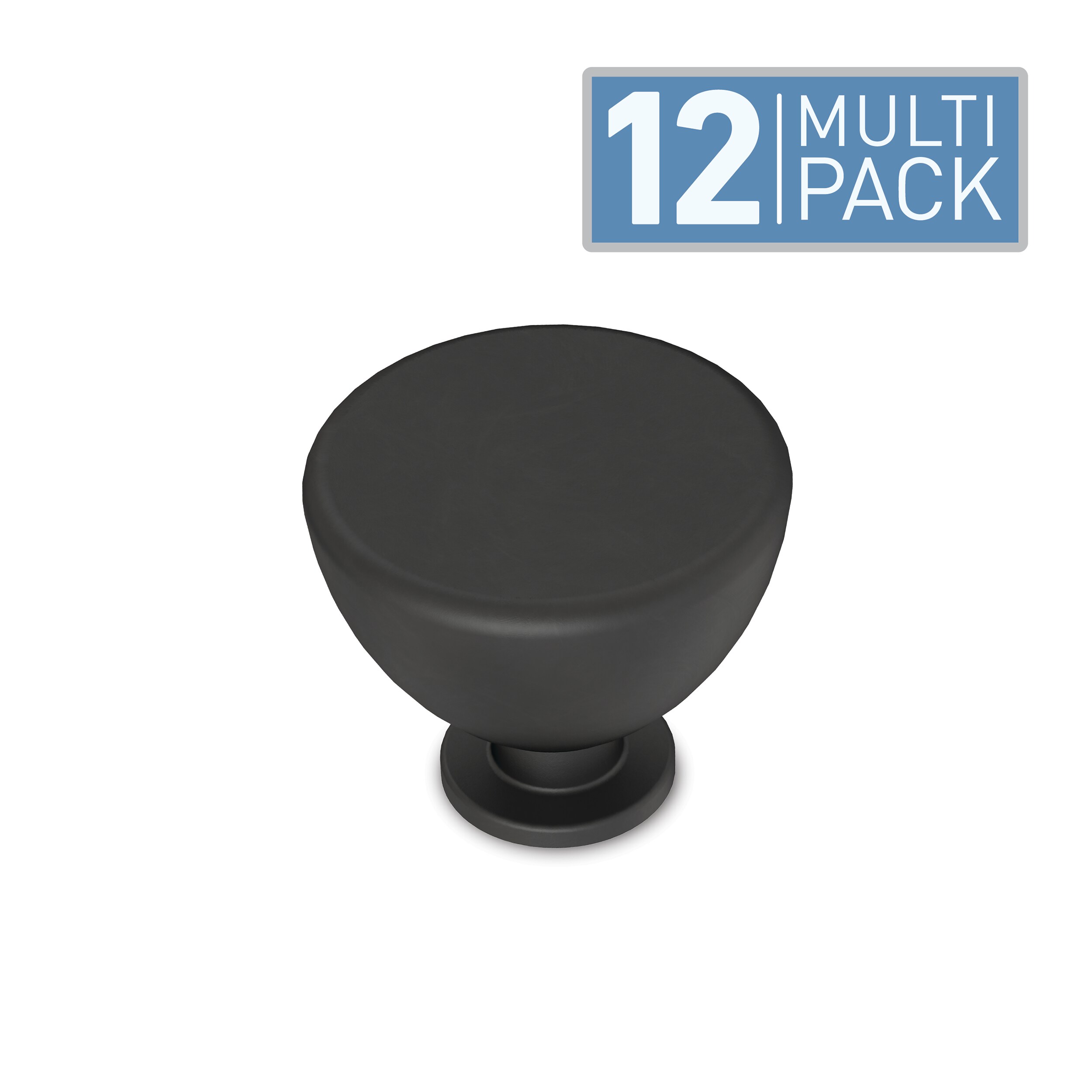 Brainerd P31555W-FB-KT Jessina 1-3/8-in Matte Black Round Cabinet Knob 12 -Pack