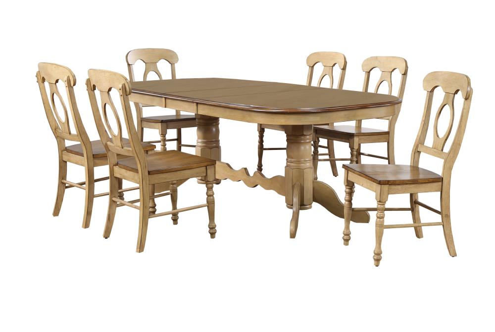 Sunset Trading DLU-BR4296-C50-PW7PC Brook Mission/Shaker Dining Room Set with Rectangular Table (Seats 10)