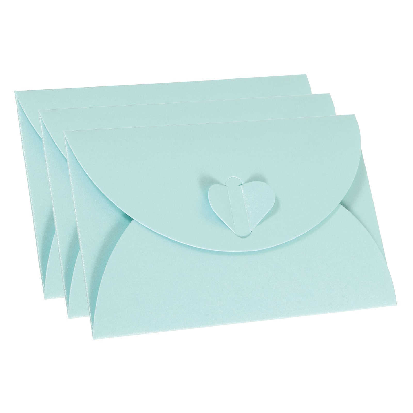 Unique Bargains Gift Card Envelopes 12pcs Heart Shaped Clasp Small Gift Cards Holder Mini Envelope for Birthdays Weddings Light Blue