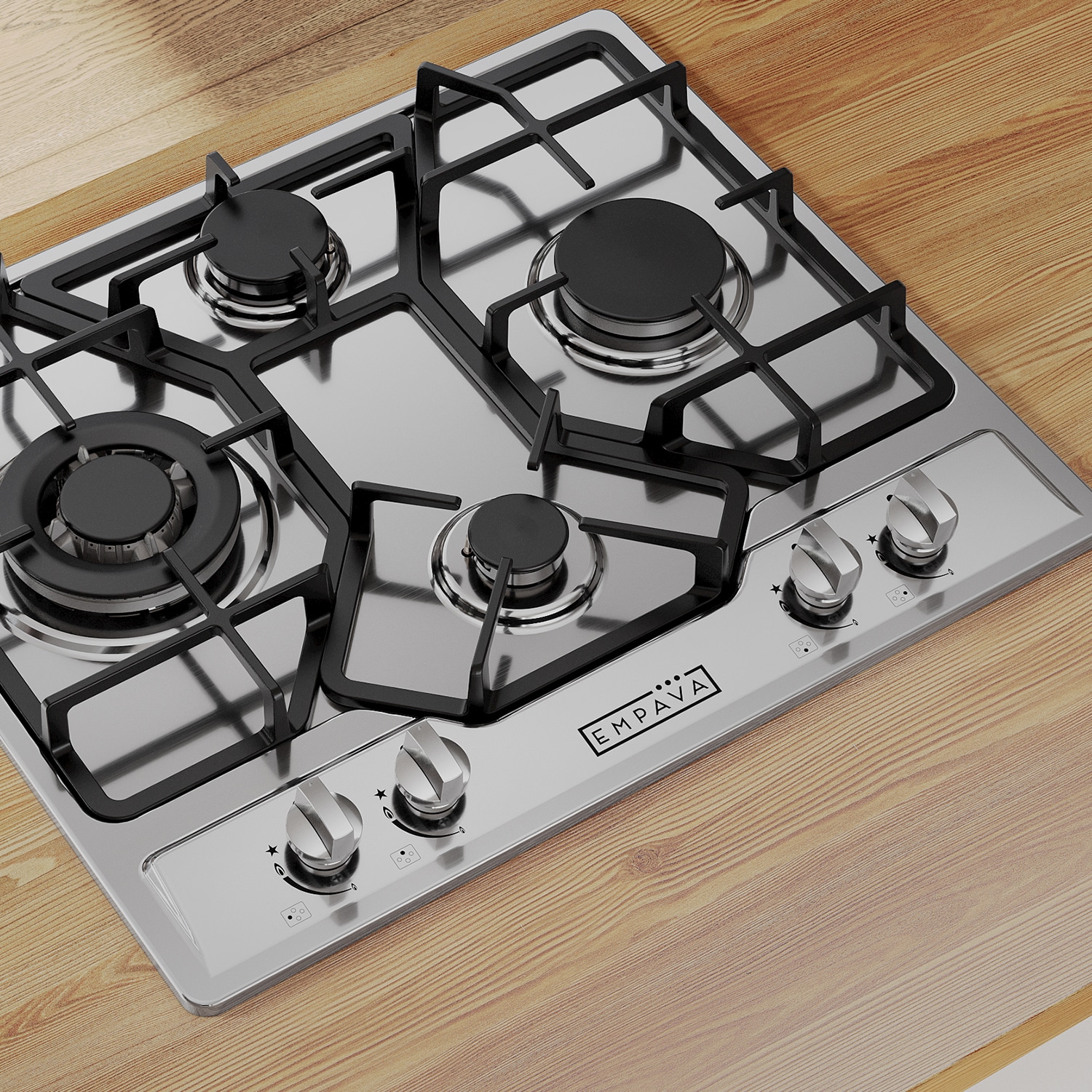 Empava 24 Inch Stainless Steel 4-Burner Gas Cooktop