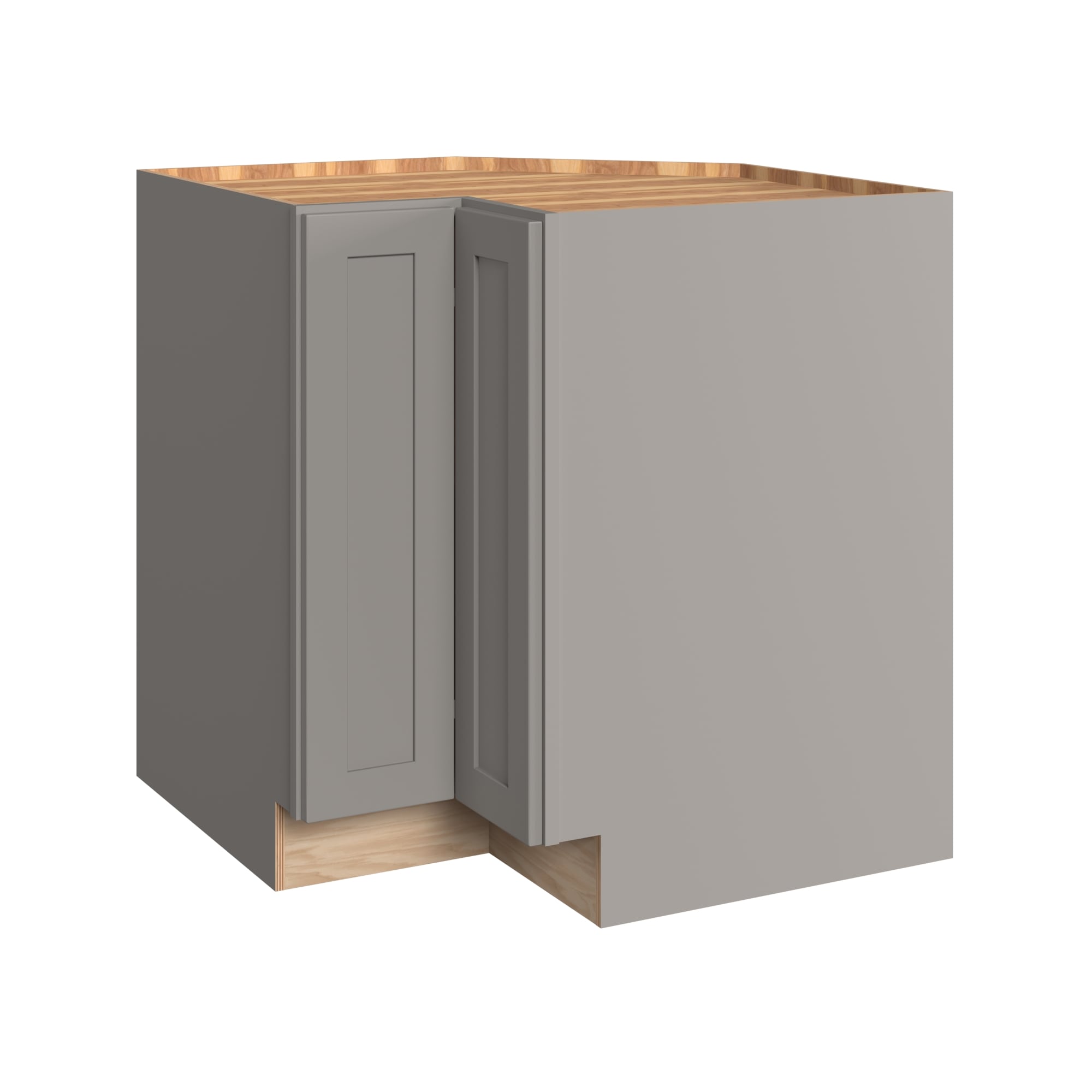 KraftMaid Momentum EZR33LG81 Deveron 33-in W x 34.5-in H x 24-in D Pebble Grey L-shaped Corner base Fully assembled Plywood Cabinet (Recessed Panel Shaker)