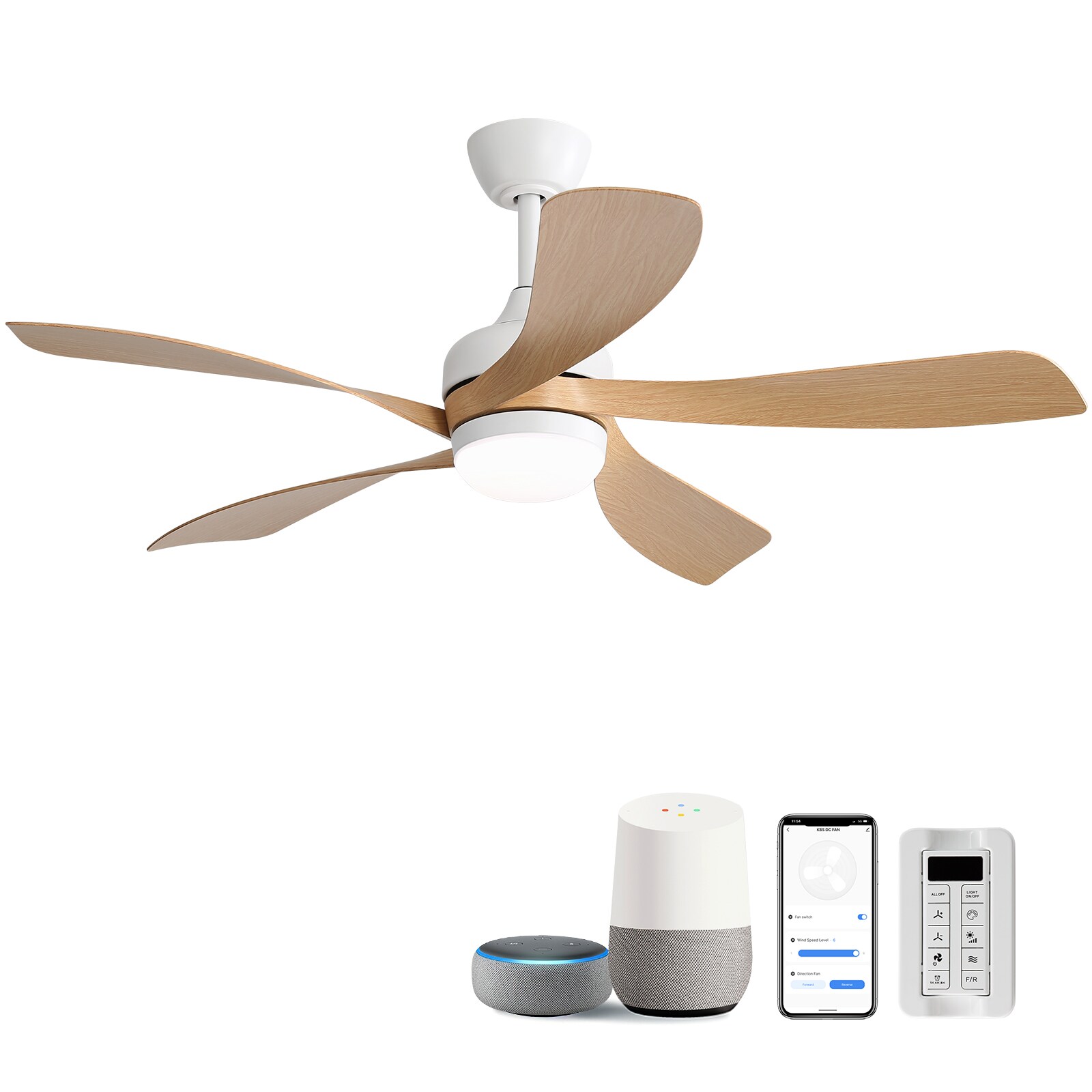Boho Havens 45 Inch Smart Ceiling Fan with Light 18W Tri Color Dimmable LED Alexa APP Control Quiet Reversible Motor Memory Function Timer